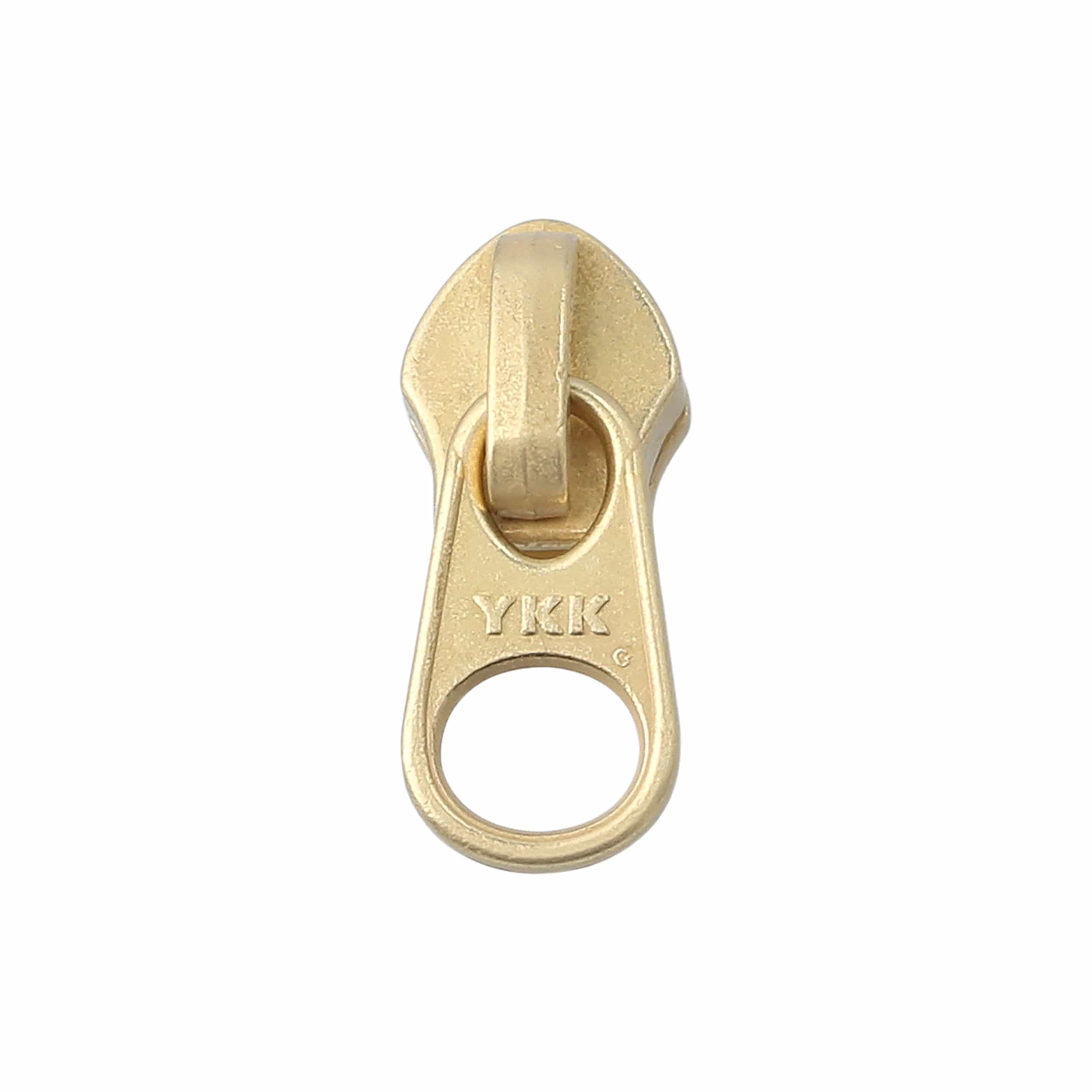 #5 Brass, Coil, YKK Short Tab Semi-Swivel Zipper Slider, Zinc Alloy, #5CN-2-BP