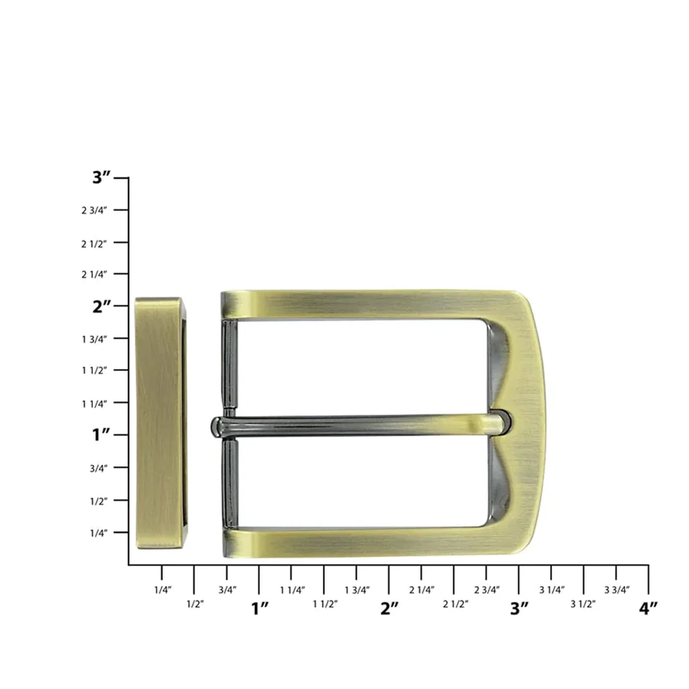 1 1/2" Antique Brass, Slim Modern Buckle Set, Zinc Alloy, #C-2095-ANTB