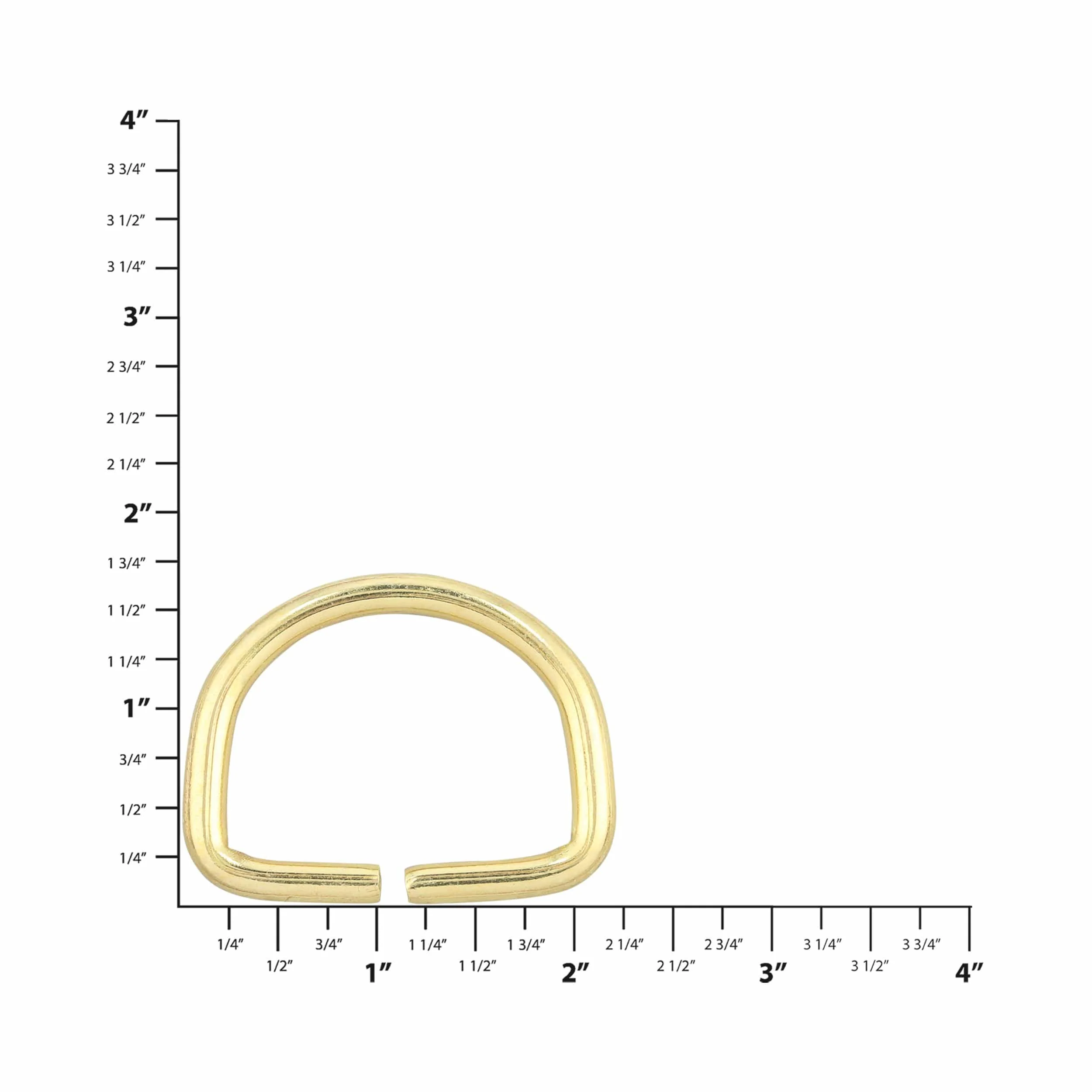 1 1/2" Brass, Split D ring, Solid brass, #D-409-SB