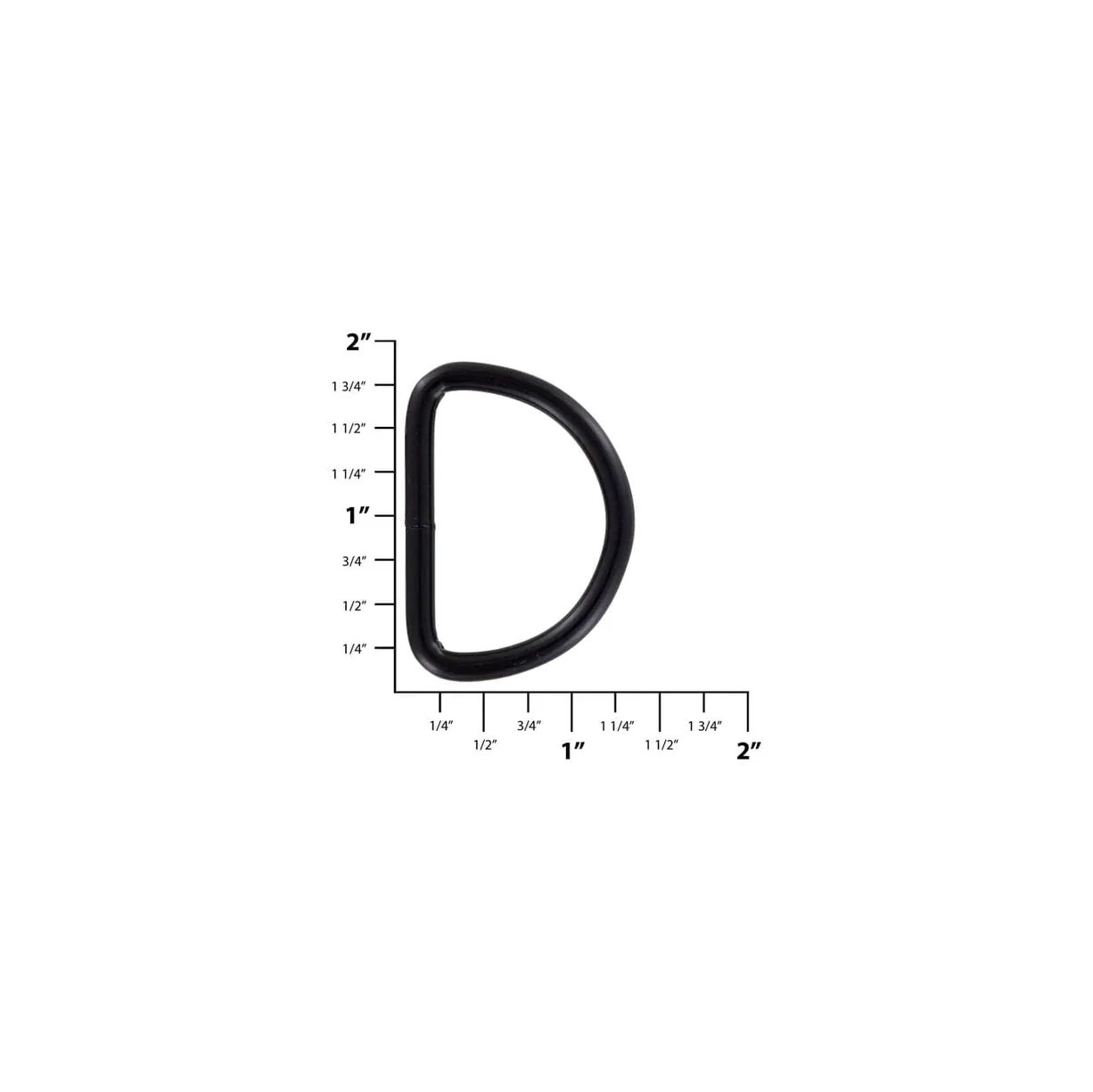 1 1/2" Matte Black, Welded D Ring, Steel, #P-2071-BLK