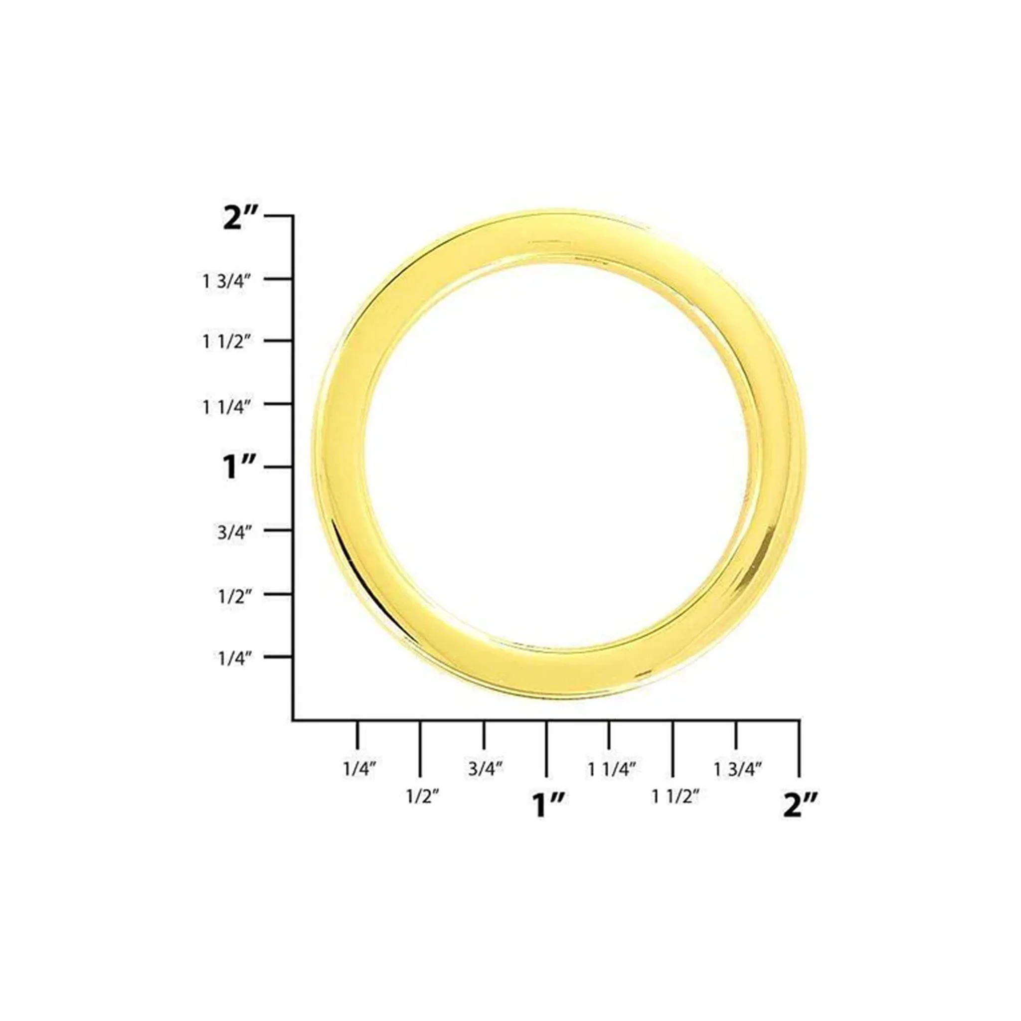 1 1/2" Shiny Gold, Cast Flat Round Ring, Zinc Alloy, #P-2551-GOLD