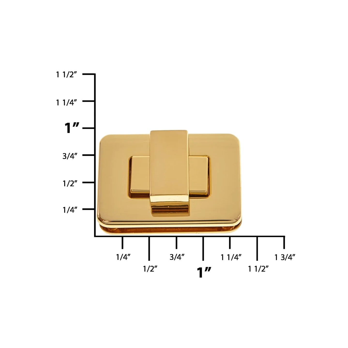 1 1/2" Shiny Gold, Turn Lock, Zinc Alloy, #P-2865-GOLD