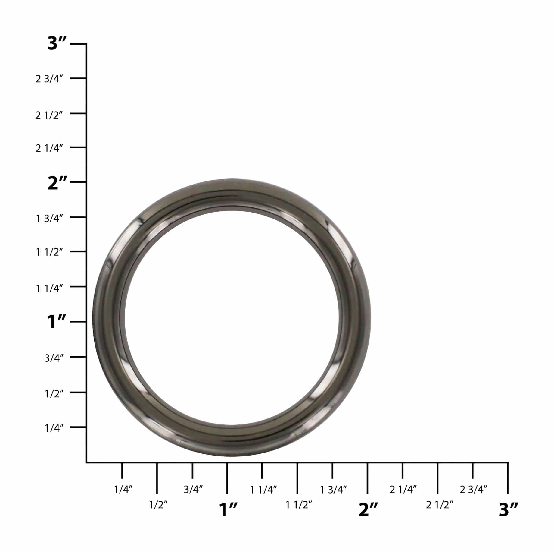 1 1/2" Shiny Gunmetal, Cast Round Ring, Zinc Alloy, #P-2772-GUNM