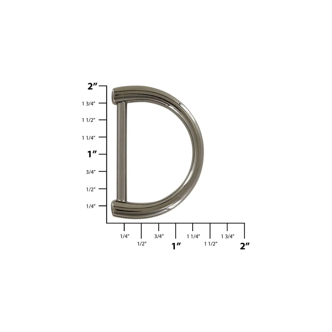 1 1/2" Shiny Gunmetal, D-Ring Handle Loop, Zinc Alloy, #P-3166-GUNM