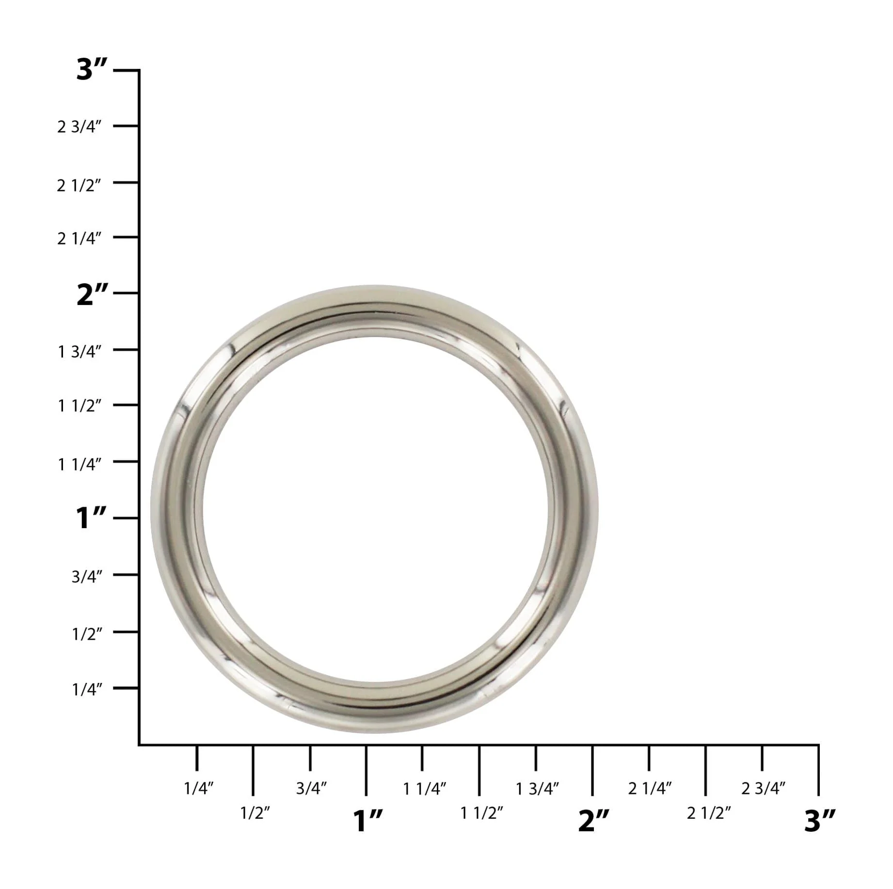 1 1/2" Shiny Nickel, Cast Round Ring, Zinc Alloy, #P-2772-NIC