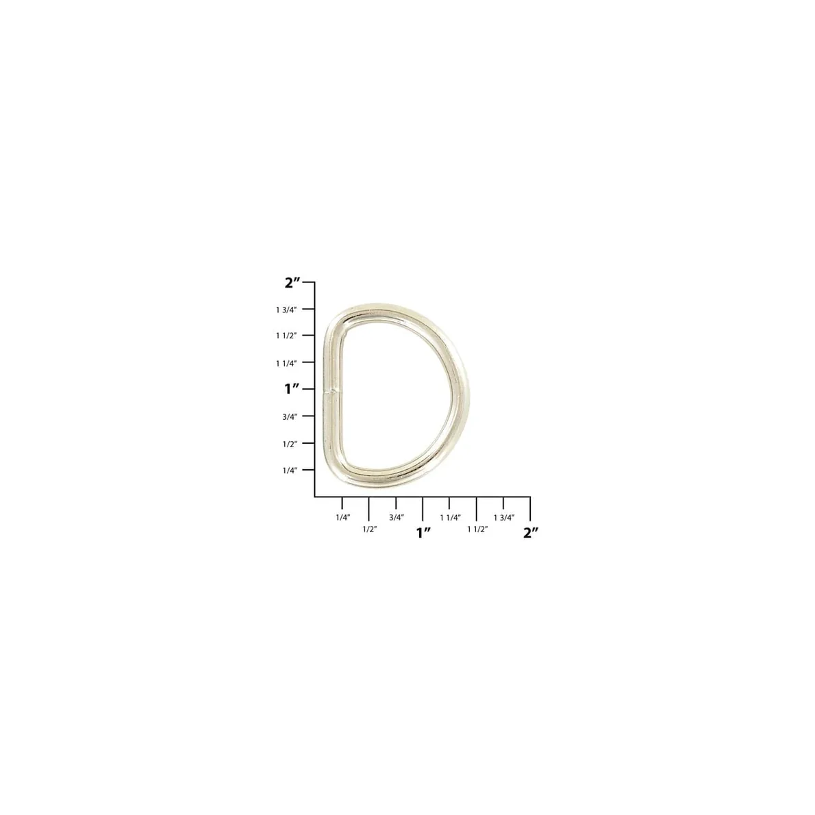 1 1/4" Nickel, Welded D Ring, Steel, #P-2427