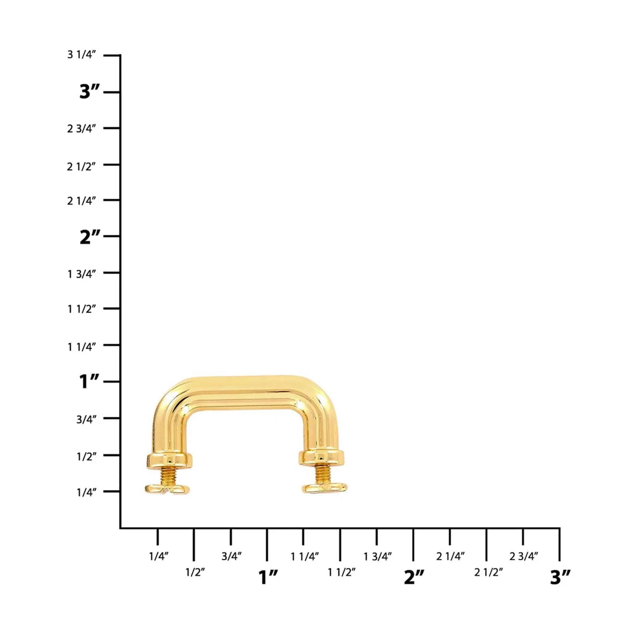 1 1/4" Shiny Gold, Handle Loop, Screw in Bottom, Zinc Alloy, #L-3408-GOLD