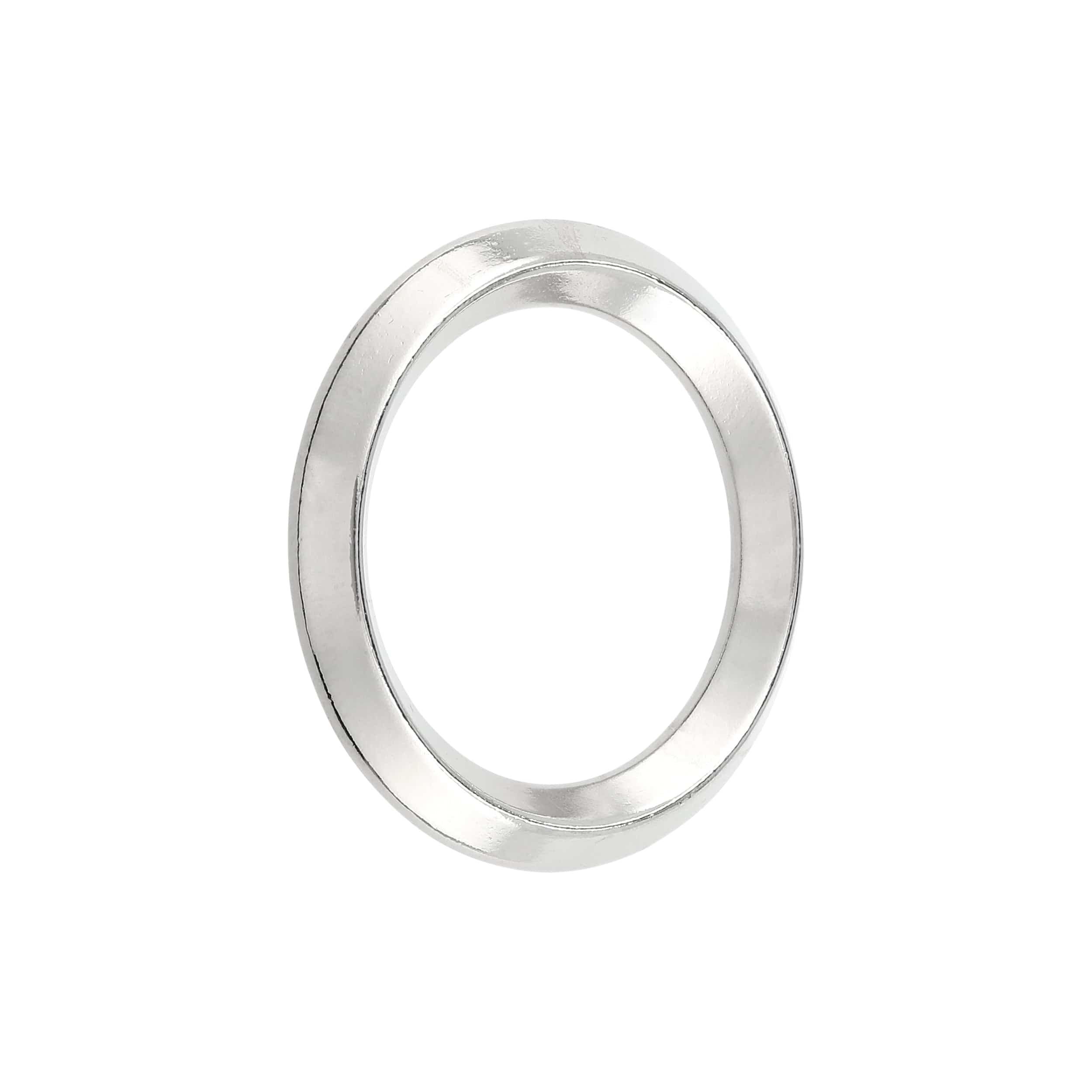 1 1/4" Shiny Nickel, Beveled Round Ring, Zinc Alloy, #P-2878-NIC