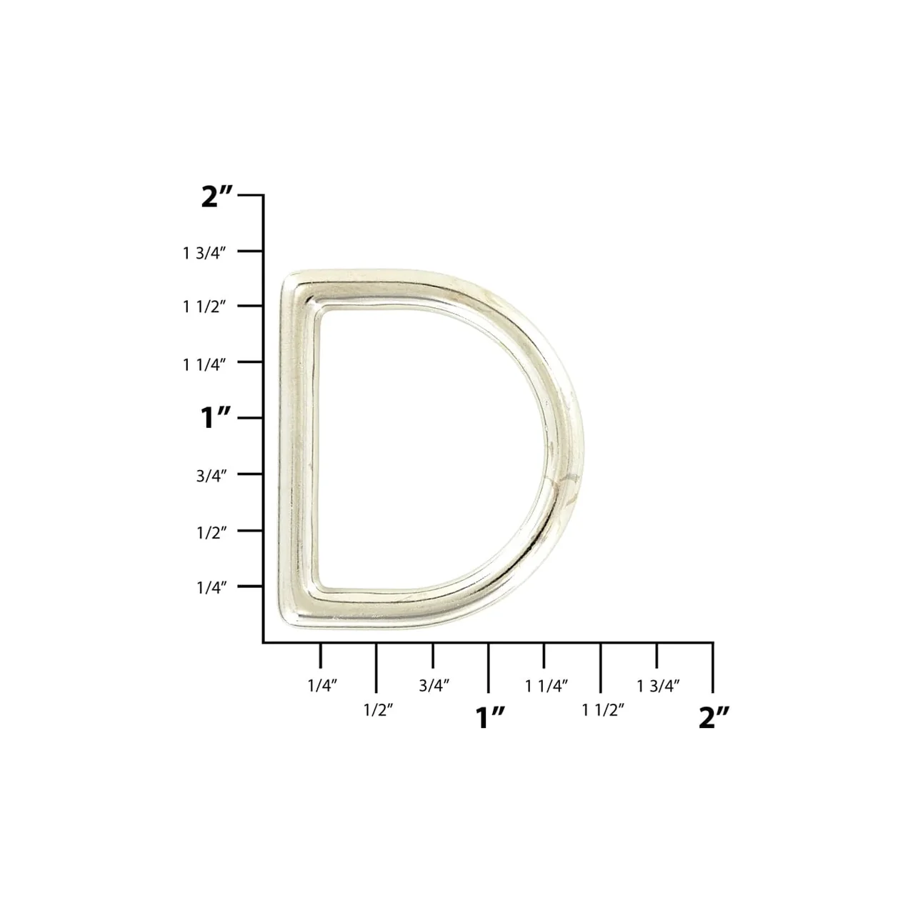 1 1/4" Shiny Nickel, Cast D-Ring, Zinc Alloy, #D-306-NP