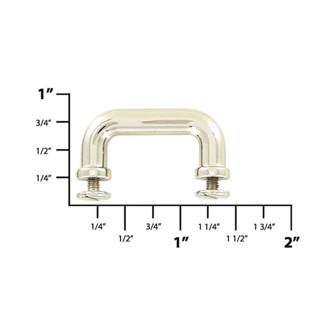 1 1/4" Shiny Nickel, Handle Loop, Screw in Bottom, Zinc Alloy, #L-3408-NIC