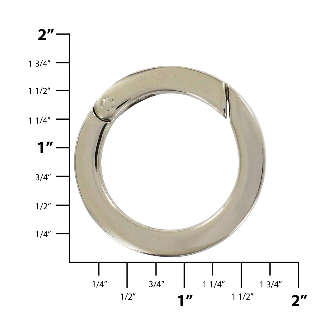 1 1/4" Shiny Nickel, Spring Gate Round Ring, Zinc Alloy, #P-2768-NIC