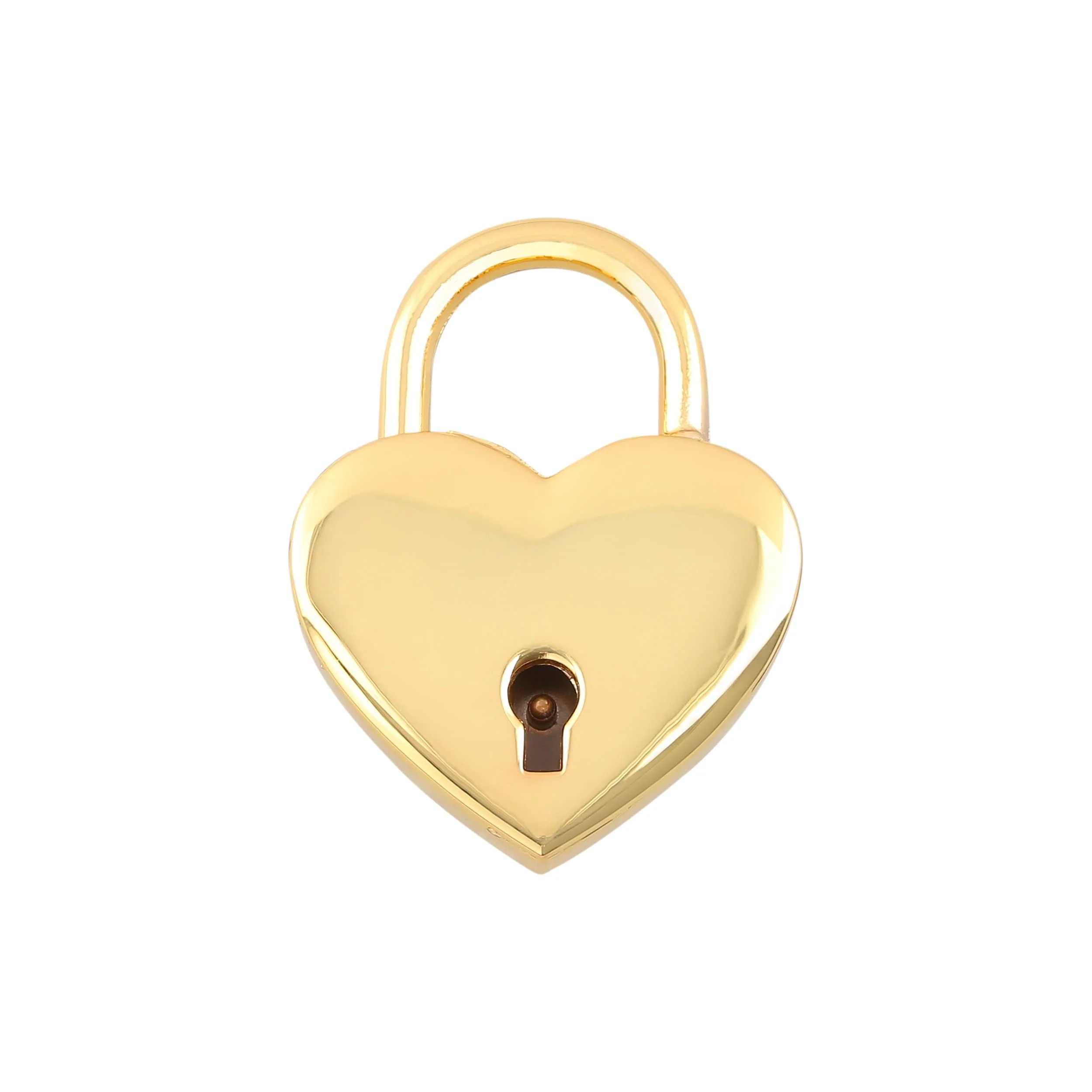 1 3/16" Shiny Gold, Heart Padlock With 2 Keys, Zinc Alloy-PK4, #L-3380-GOLD