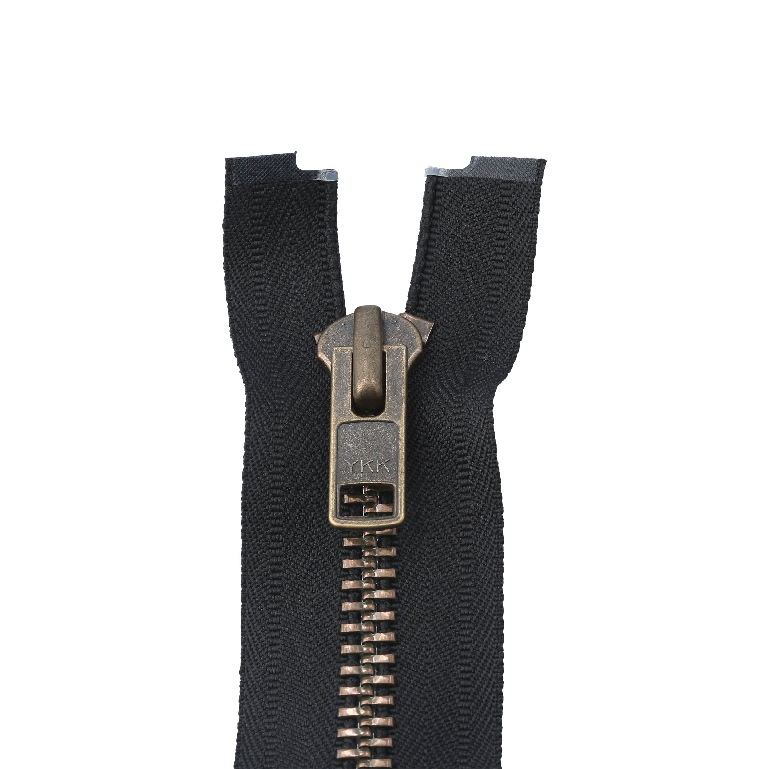 #10 Metal, Black, 24" Separating Bomber Jacket Zipper with Antique Brass Teeth, #9BJ-24-BLK-ANT 1 281–10-metal-black-24-separating-bomber-jacket-zipper-with-antique-brass-teeth-9bj-24-blk-ant-1.jpg
