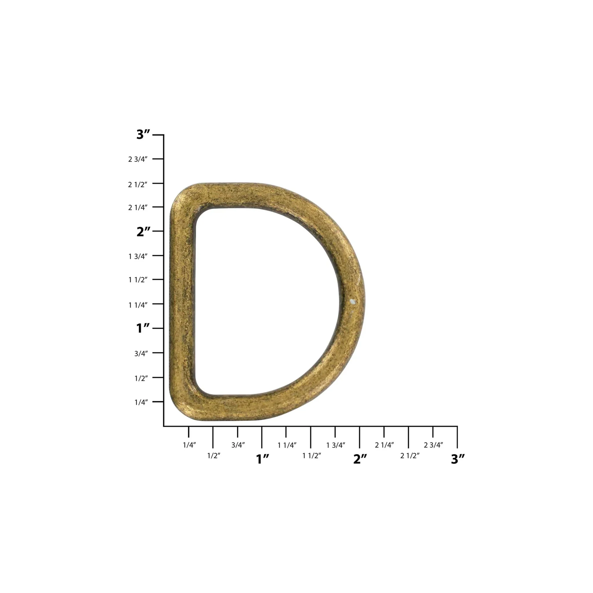 1 7/8" Antique Brass, Cast D-Ring, Zinc Alloy, #D-404-ANTB