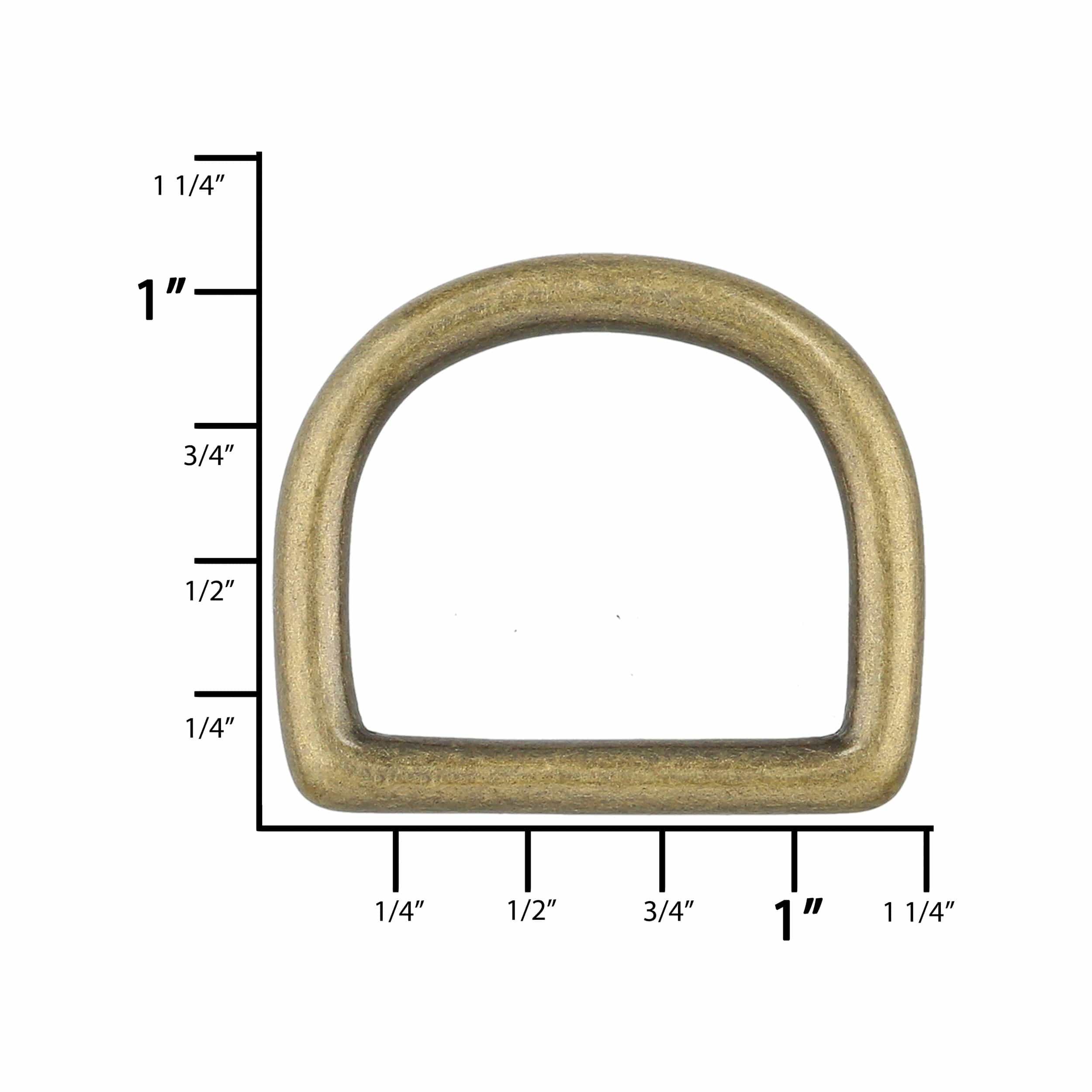 1" Antique Brass, Solid D Ring, Solid Brass, #P-1338-ANTB