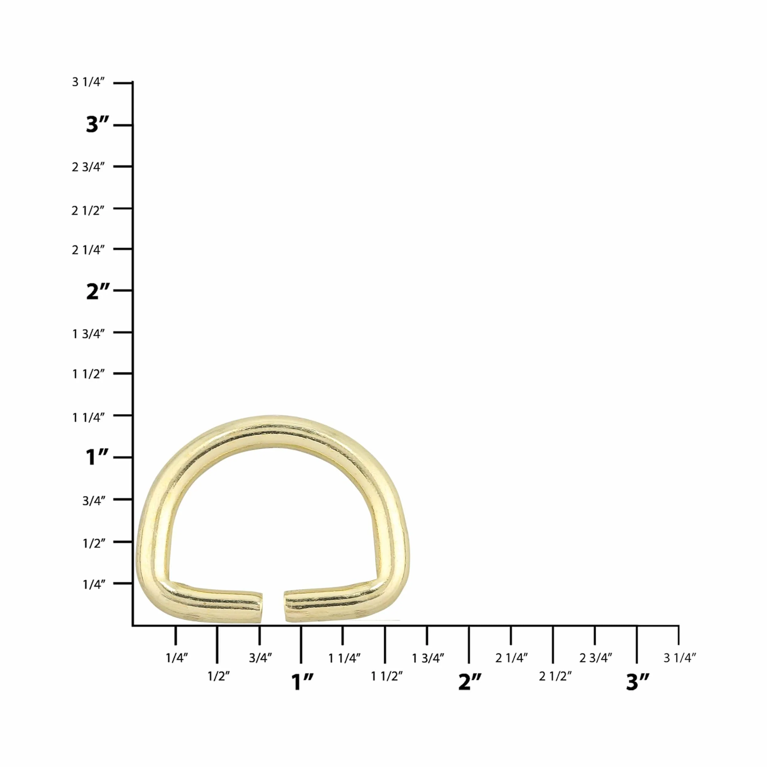 1" Brass, Split D ring, Solid Brass, #D-412-SB