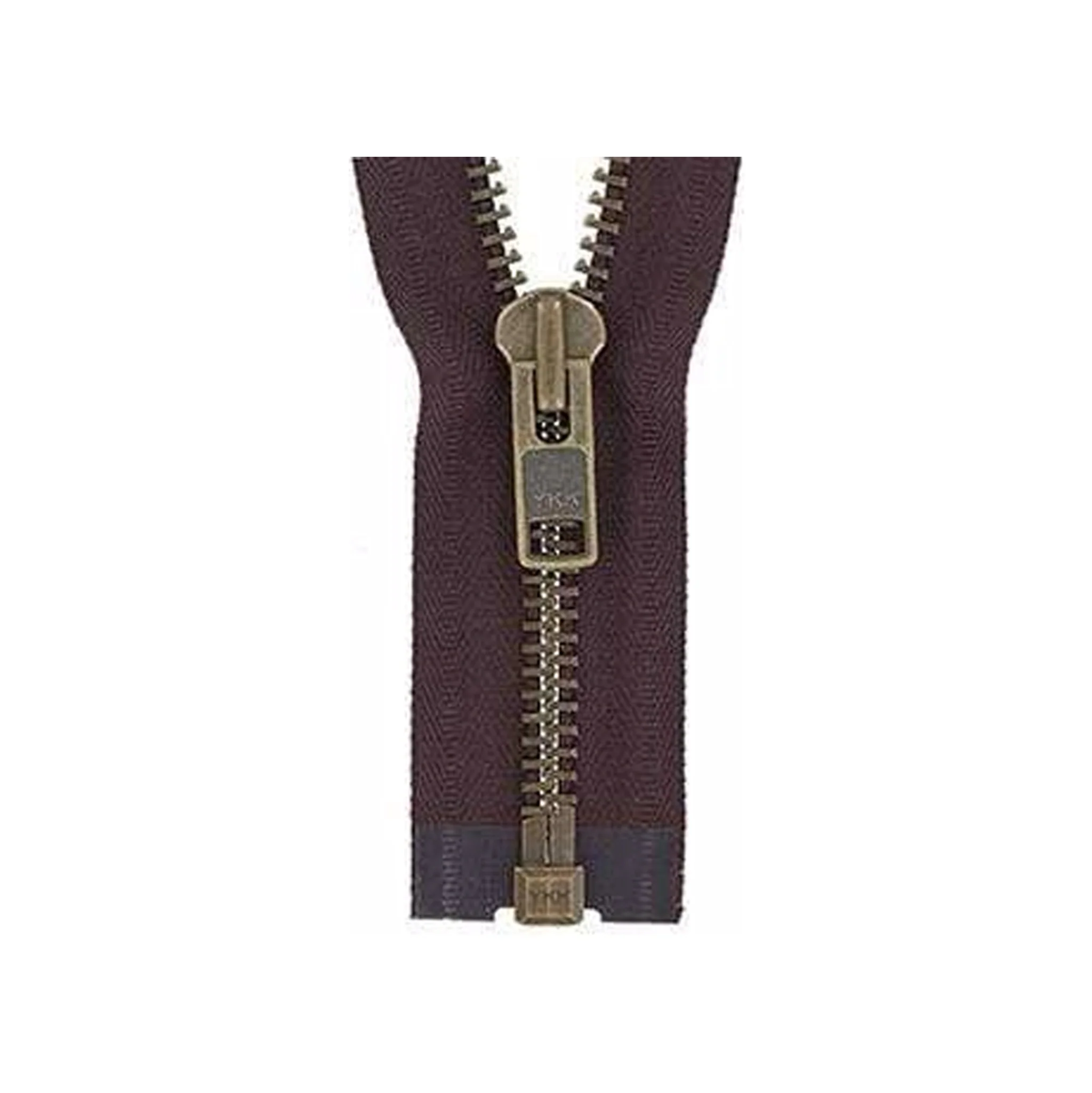 #10 Metal, Brown, 36" Separating Bomber Jacket Zipper with Antique Brass Teeth, #9BJ-36-BRO-ANT