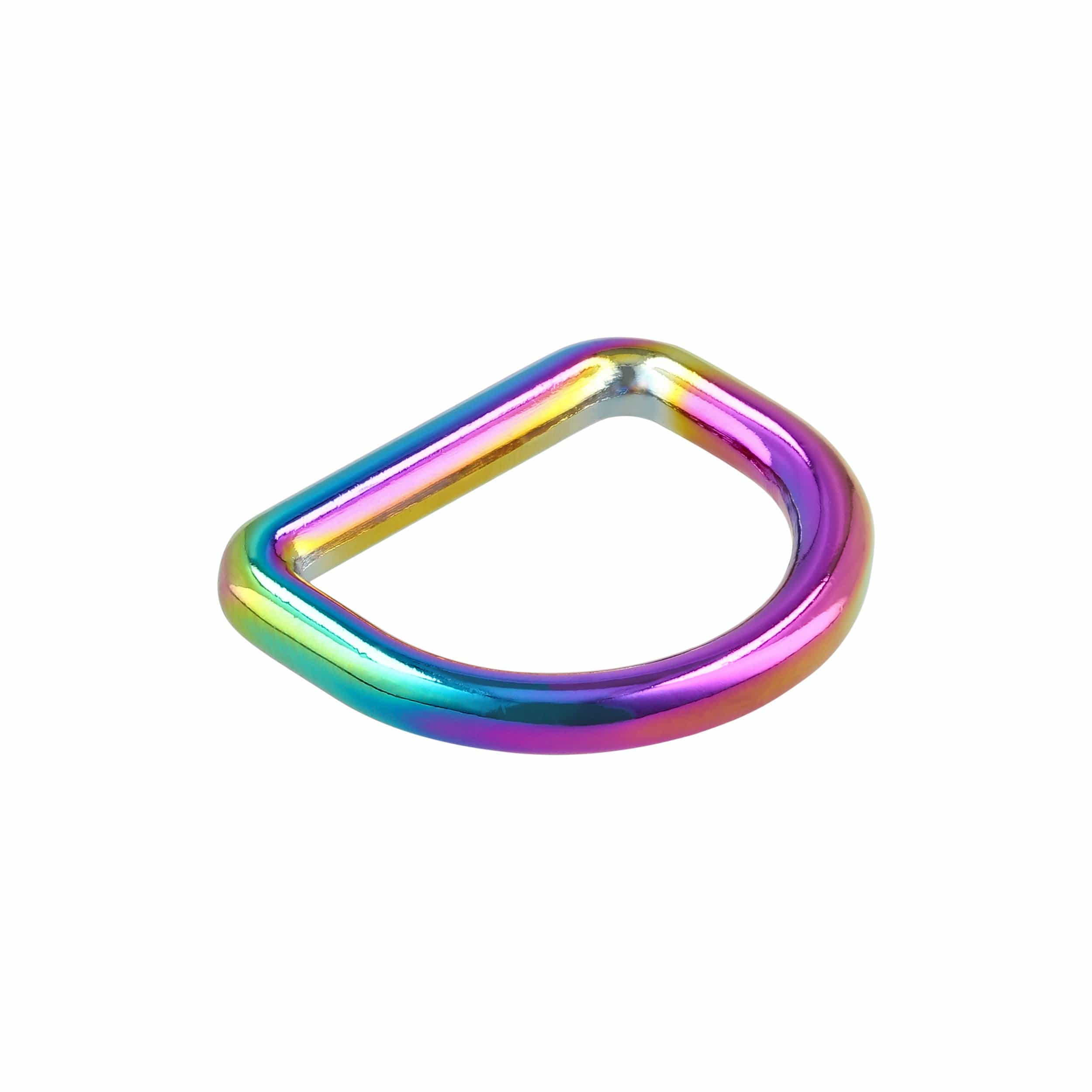 1" Iridescent Rainbow, Solid D-Ring, Zinc Alloy-PK10, #D-424-1-IR