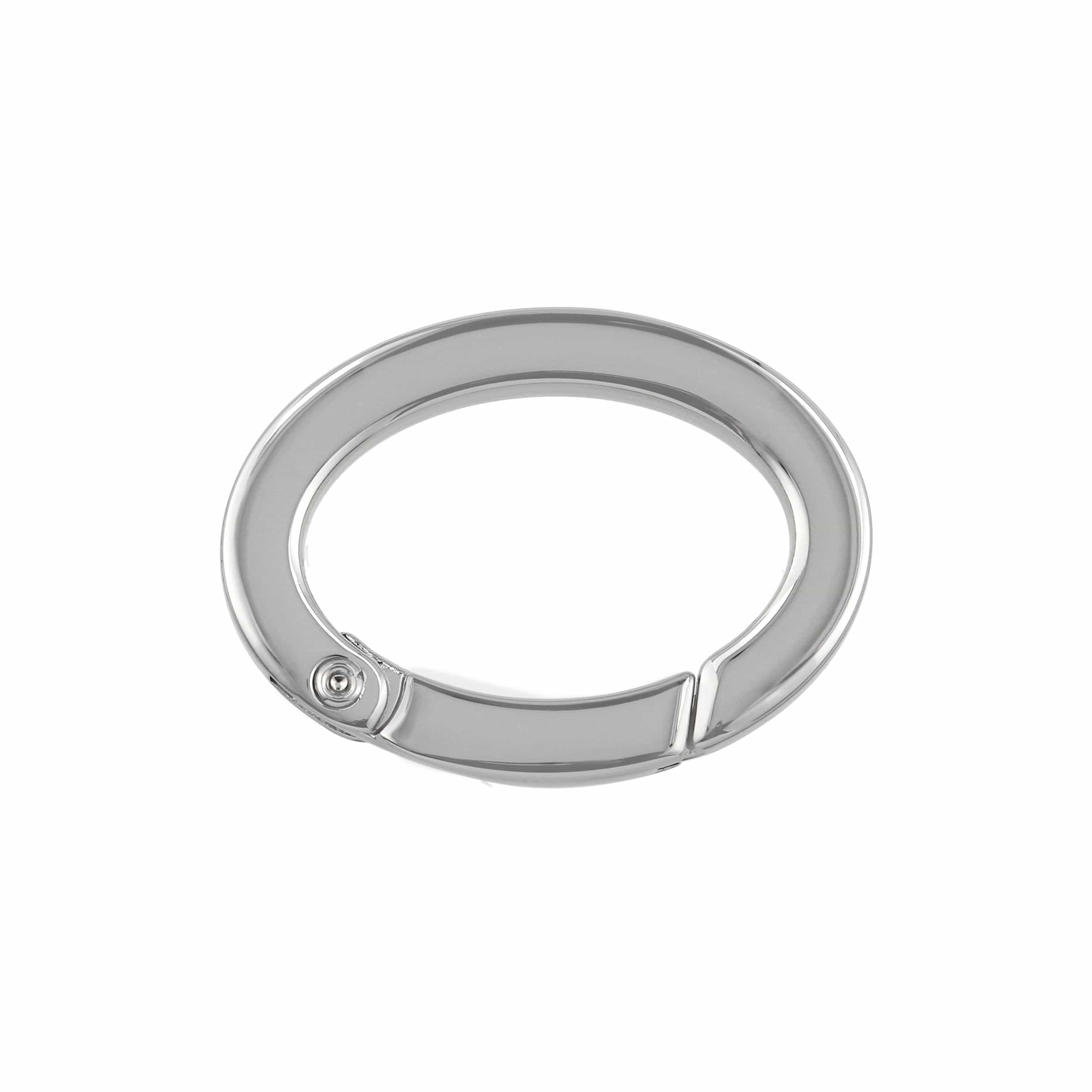 1" Shiny Nickel, Spring Gate Oval Ring, Zinc Alloy, #P-2785-NIC