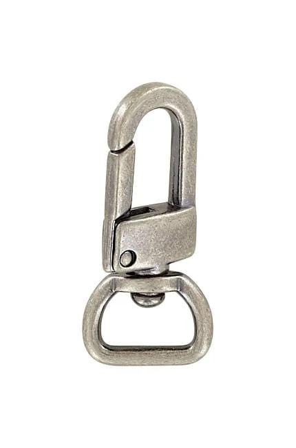 1/2" Antique Silver, Lever Swivel Snap Hook, Zinc Alloy- 5pk, #P-2765-ANTS