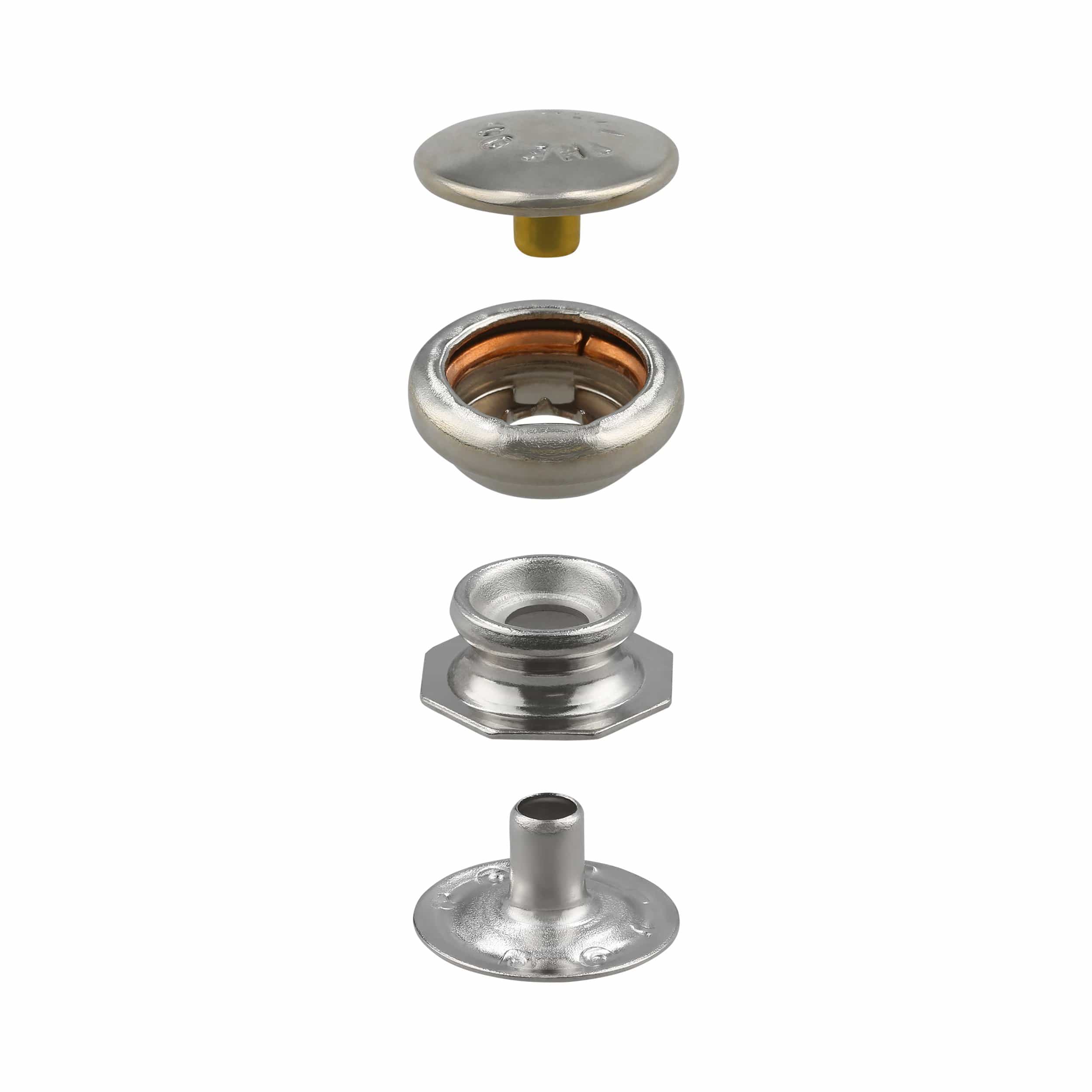 1/2" Nickel, Pull-The-DOT Snap Set (Pack of 10 Sets Complete), Solid Brass, #WF-050-SBN