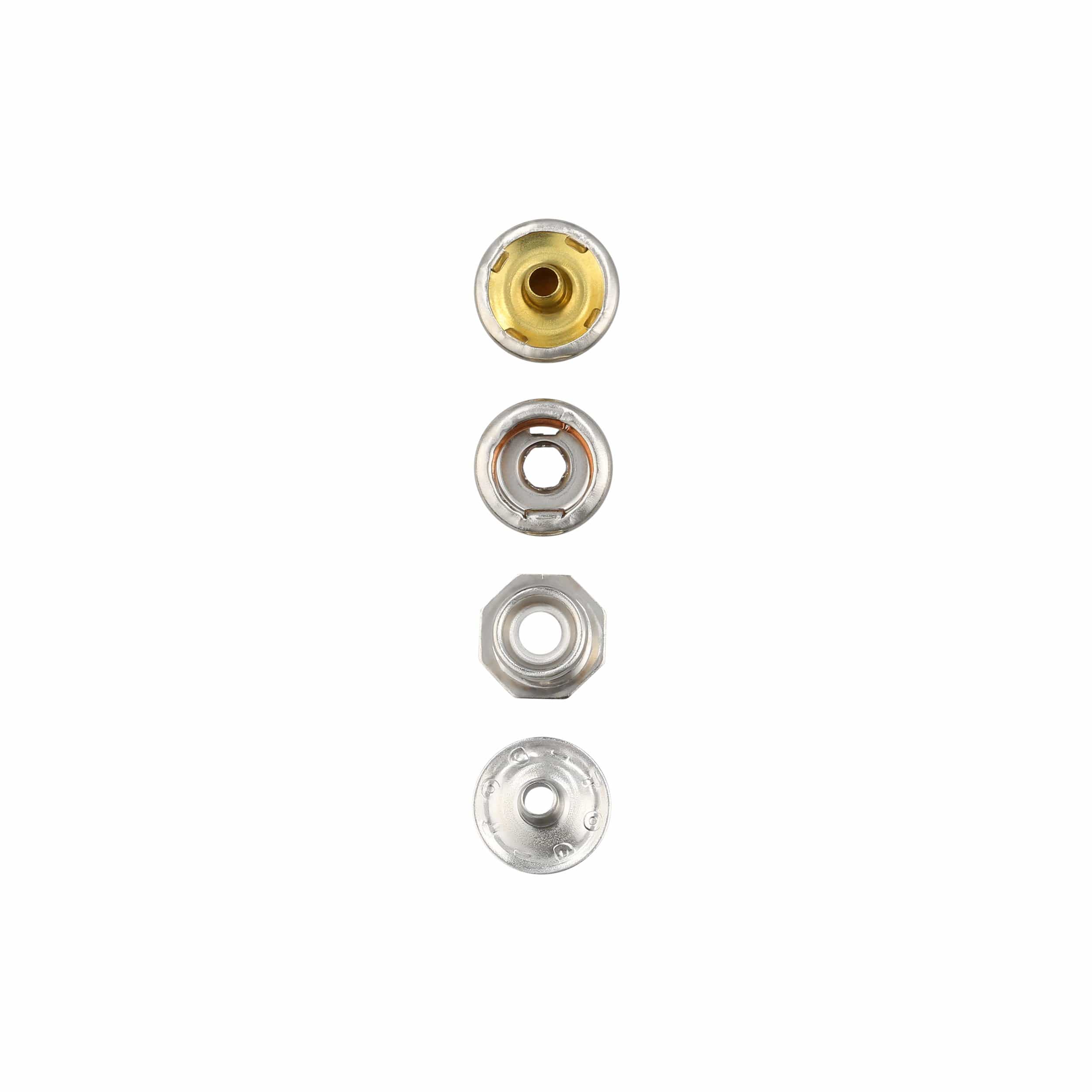 1/2" Nickel, Pull-The-DOT Snap Set (Pack of 10 Sets Complete), Solid Brass, #WF-050-SBN
