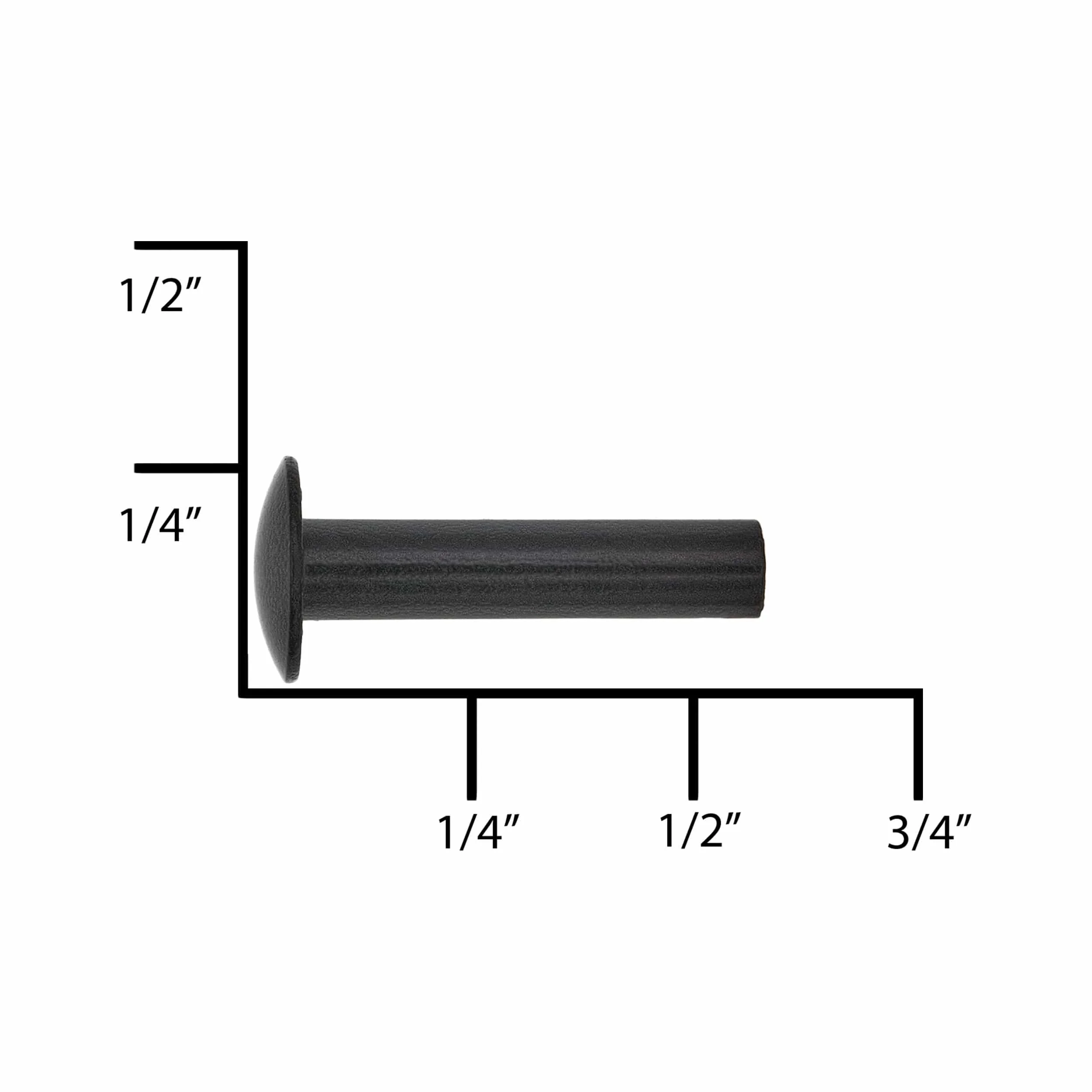 10/16" Black, Tubular Rivet, Steel- 24 pk, #252-10-16-BLK