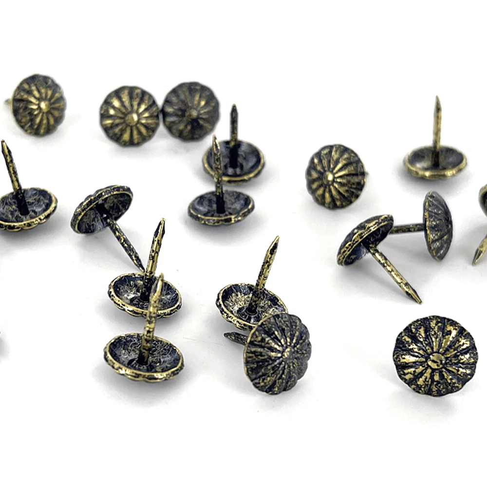 10mm Dk Antique Brass, Upholstery Nail, Steel - 24 pk, #A-297