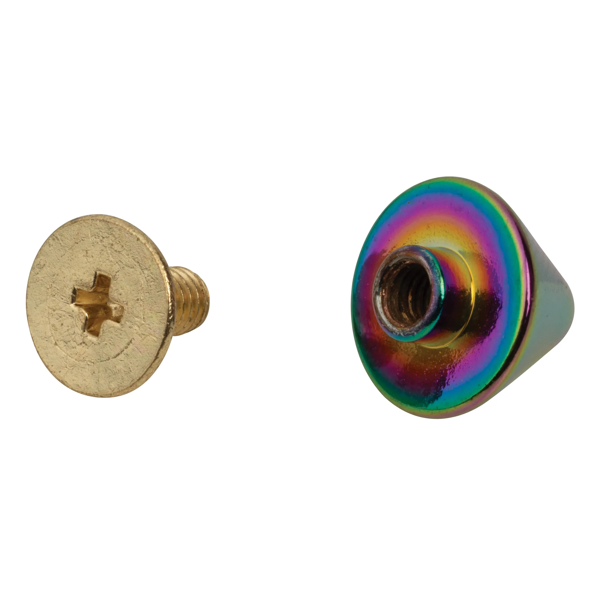 10mm Rainbow, Spike Stud with Screw, Zinc Alloy - PK10, #P-4002-10-IR