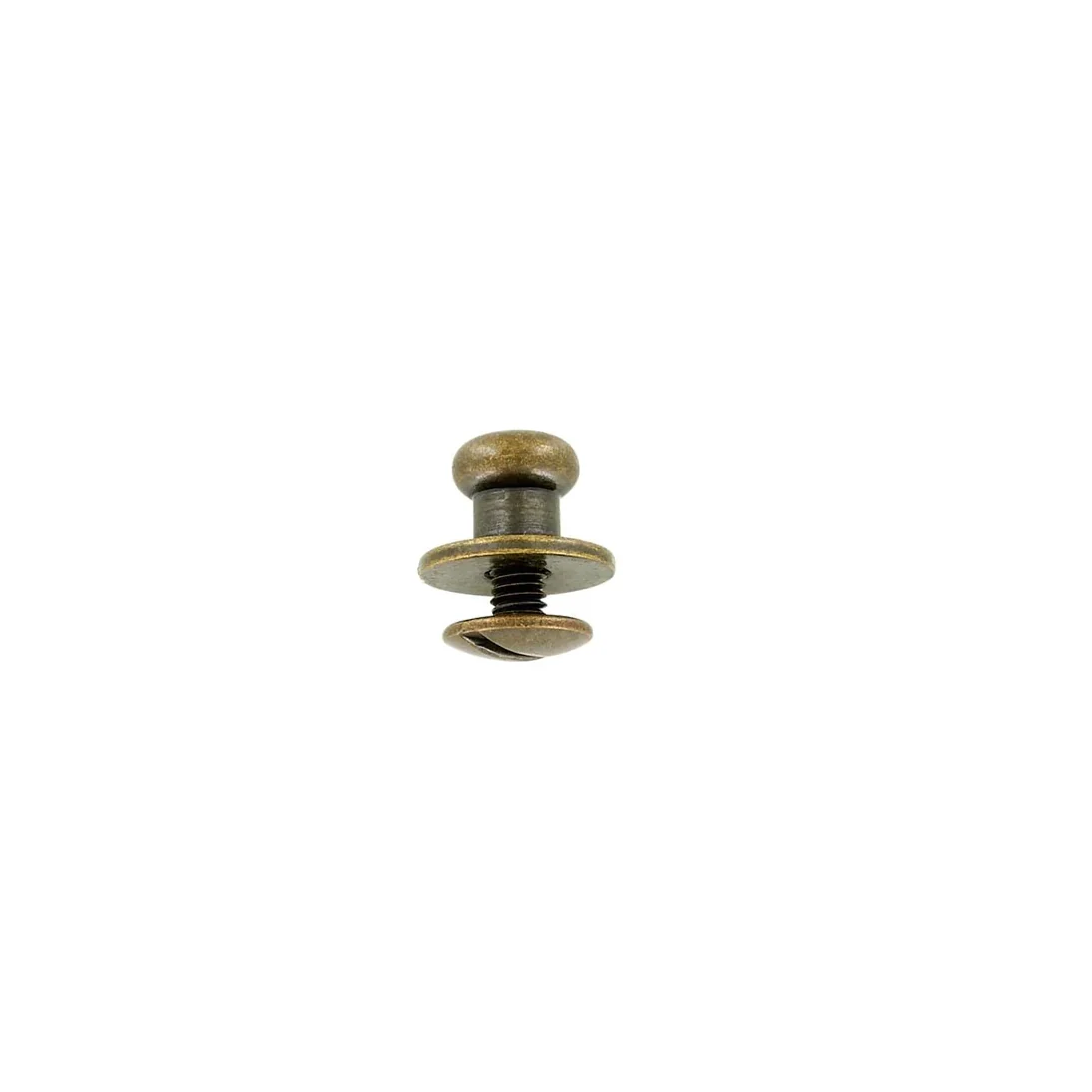 10mm, Antique Brass, Flat Top Collar Button Stud with Screw, Solid Brass - PK5, #P-287-SM-ANTB