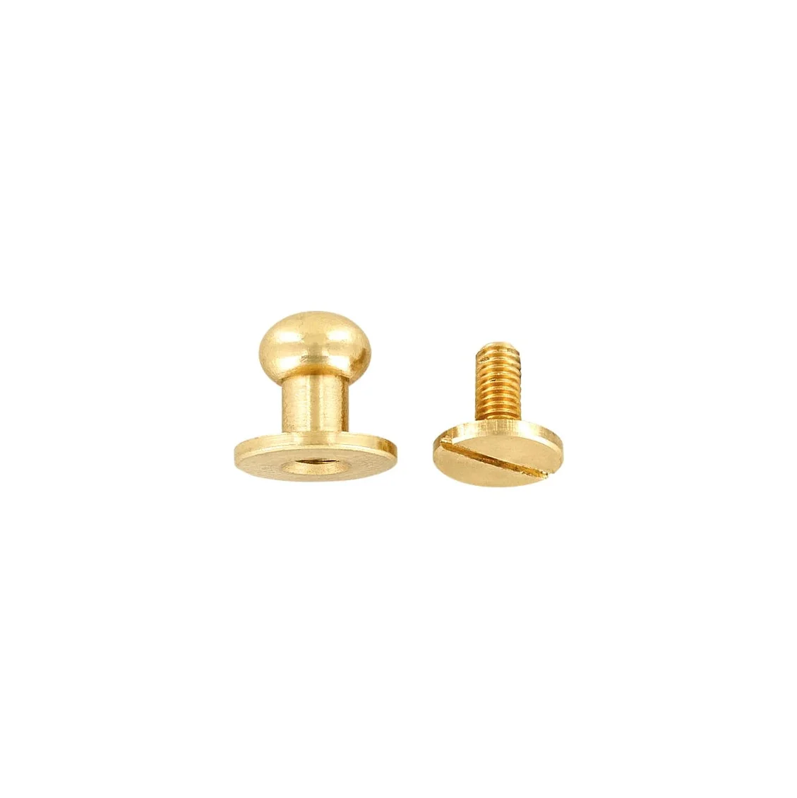 10mm, Brass, Flat Top Collar Button Stud with Screw, Solid Brass - PK5, #P-287-SM-SB