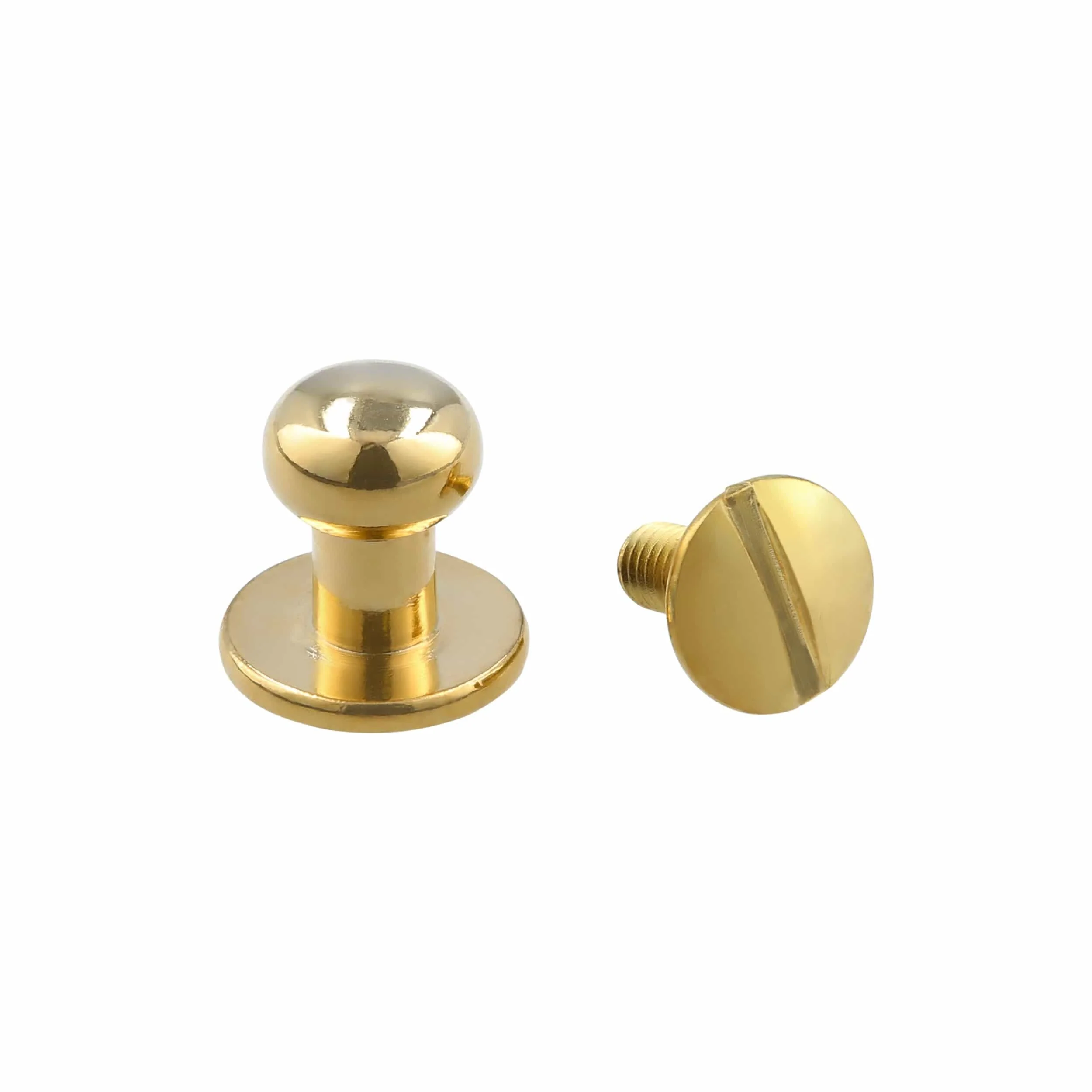 10mm, Shiny Gold, Flat Top Collar Button Stud with Screw, Solid Brass - PK10, #P-1700-GOLD