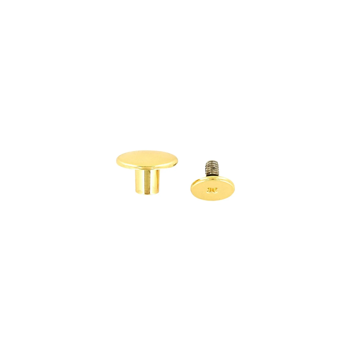 11mm Shiny Gold, Flat Top Stud with Screw, Zinc Alloy - PK5, #P-2781-GOLD
