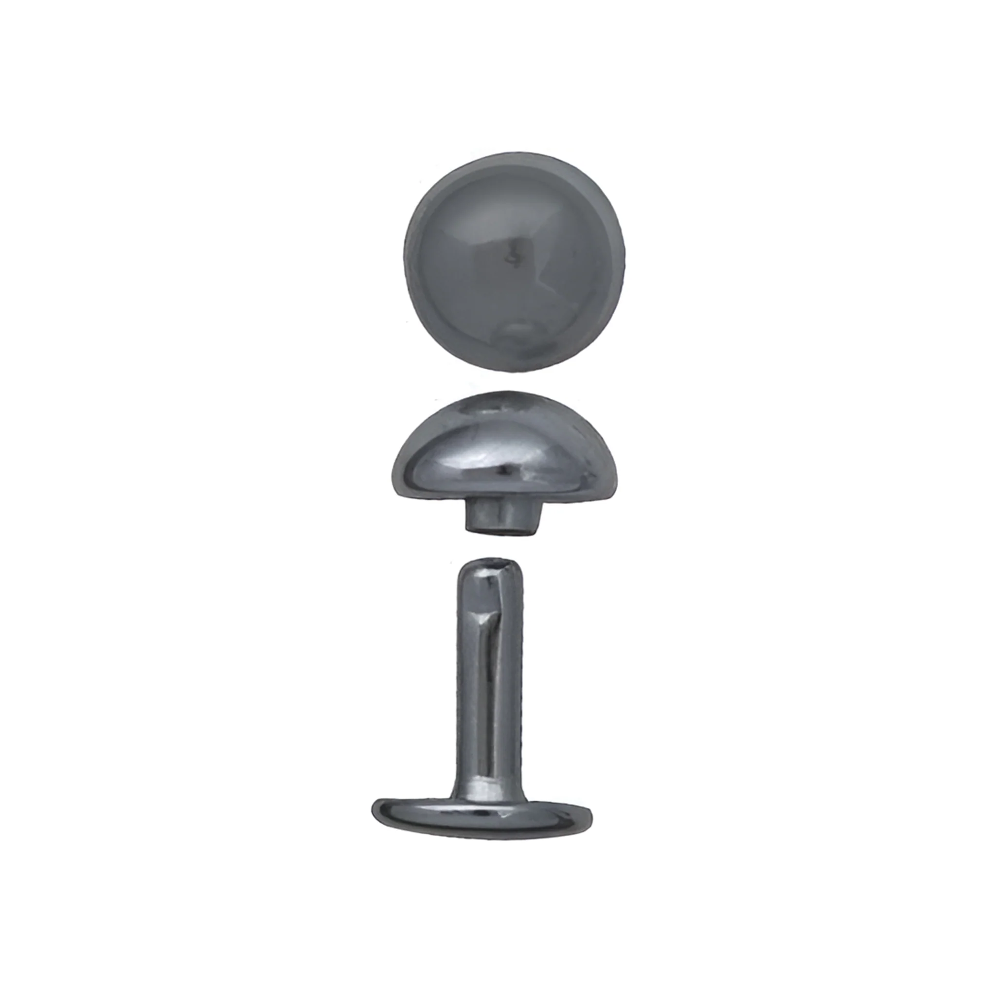 13 mm Nickel, Double Cap Domed Rivet, Steel - 12pk, #A-411-NP