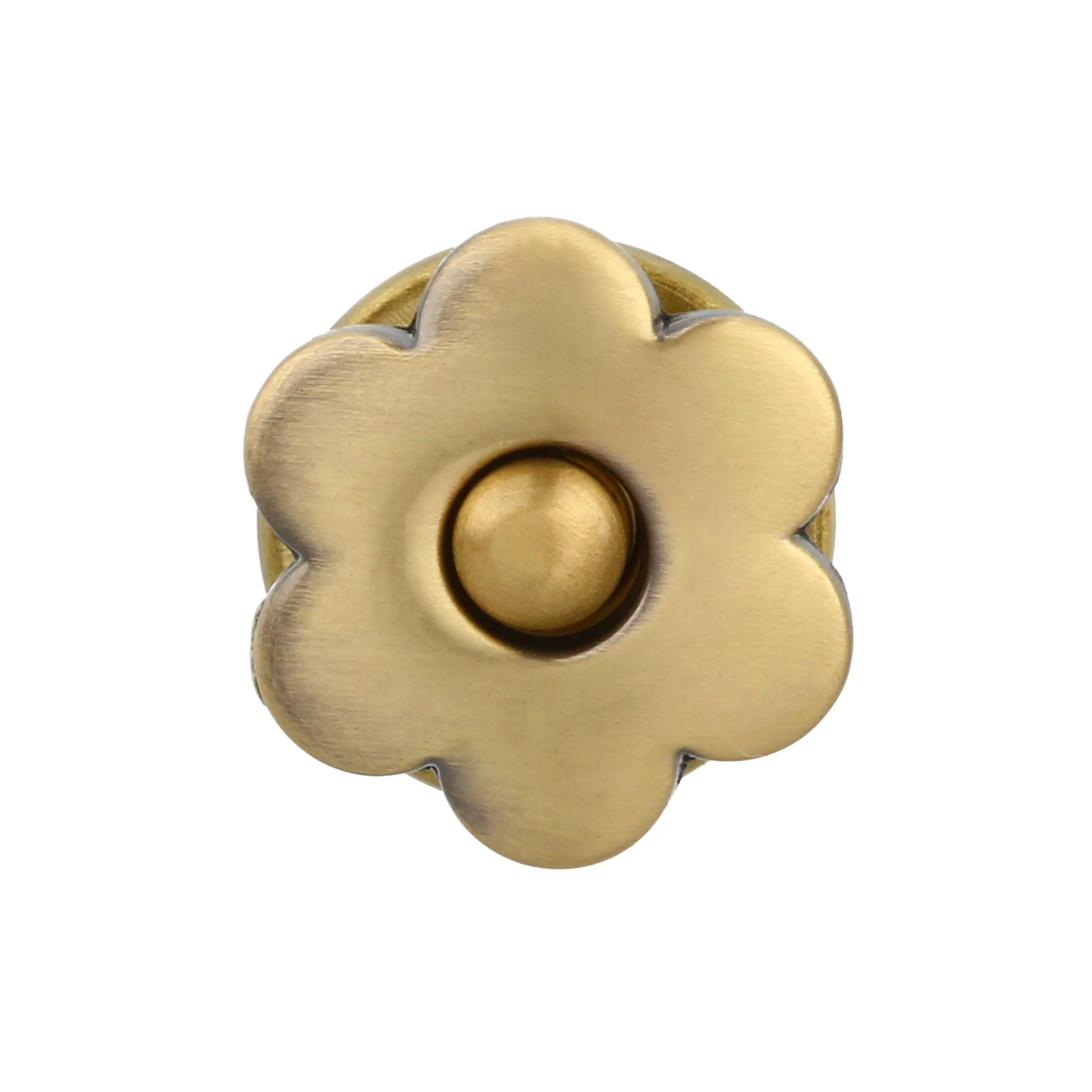 15mm Antique Brass, Flower Magnetic Snap, Steel, #P-2649-ANTB