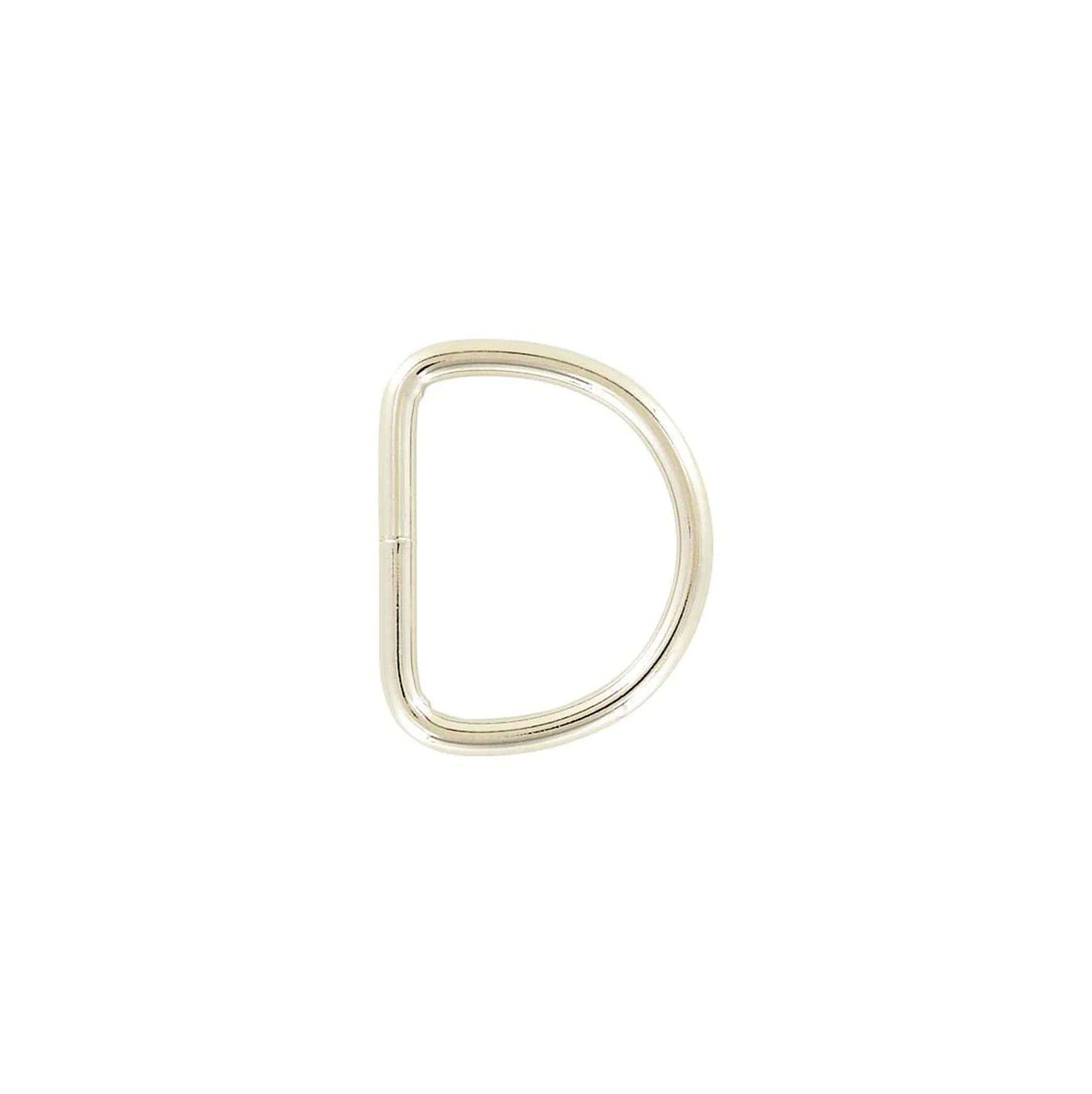 2" Shiny Nickel, Welded D Ring, Steel, #P-2428
