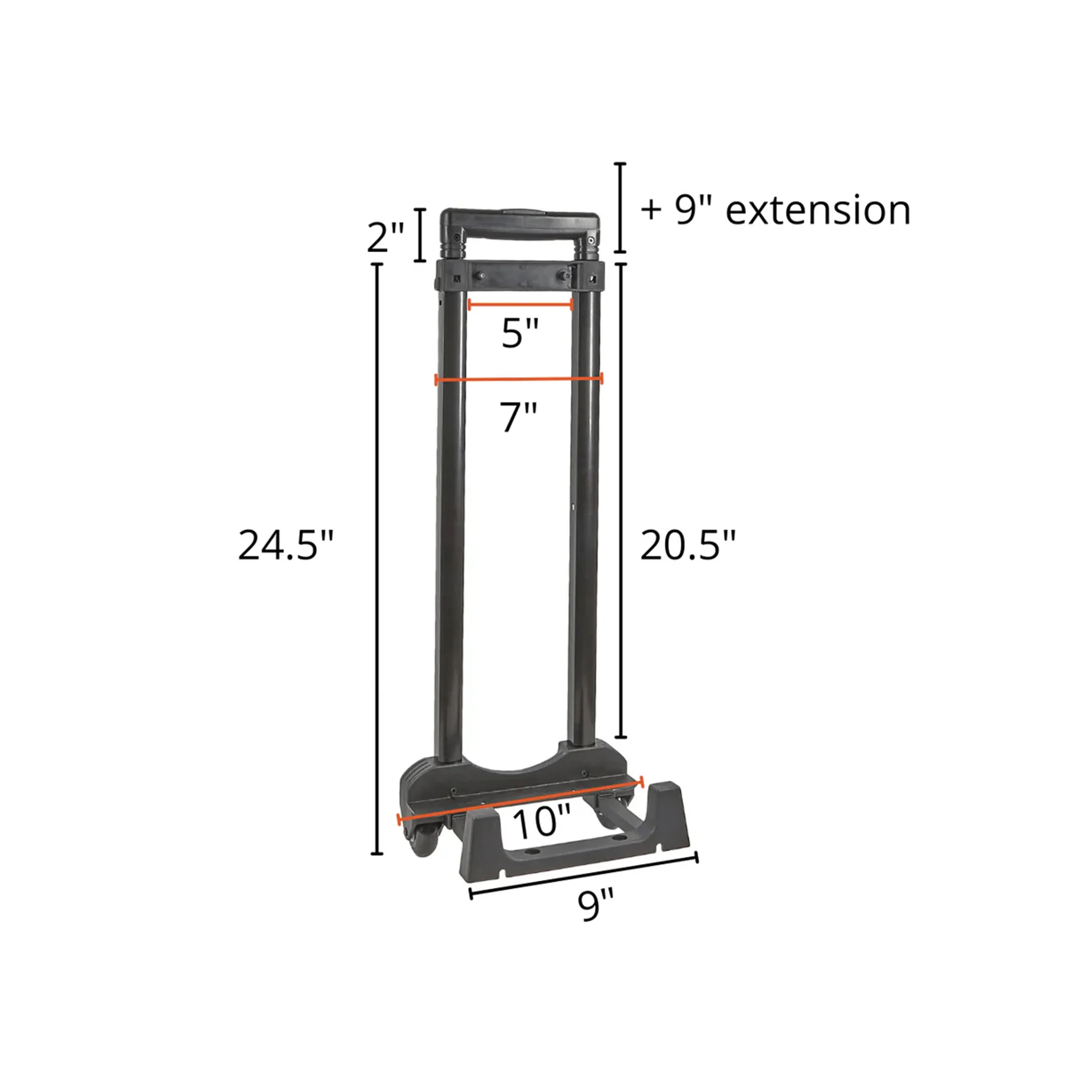 20.5" Black, Luggage Pull Handle Assembly, #L-3836