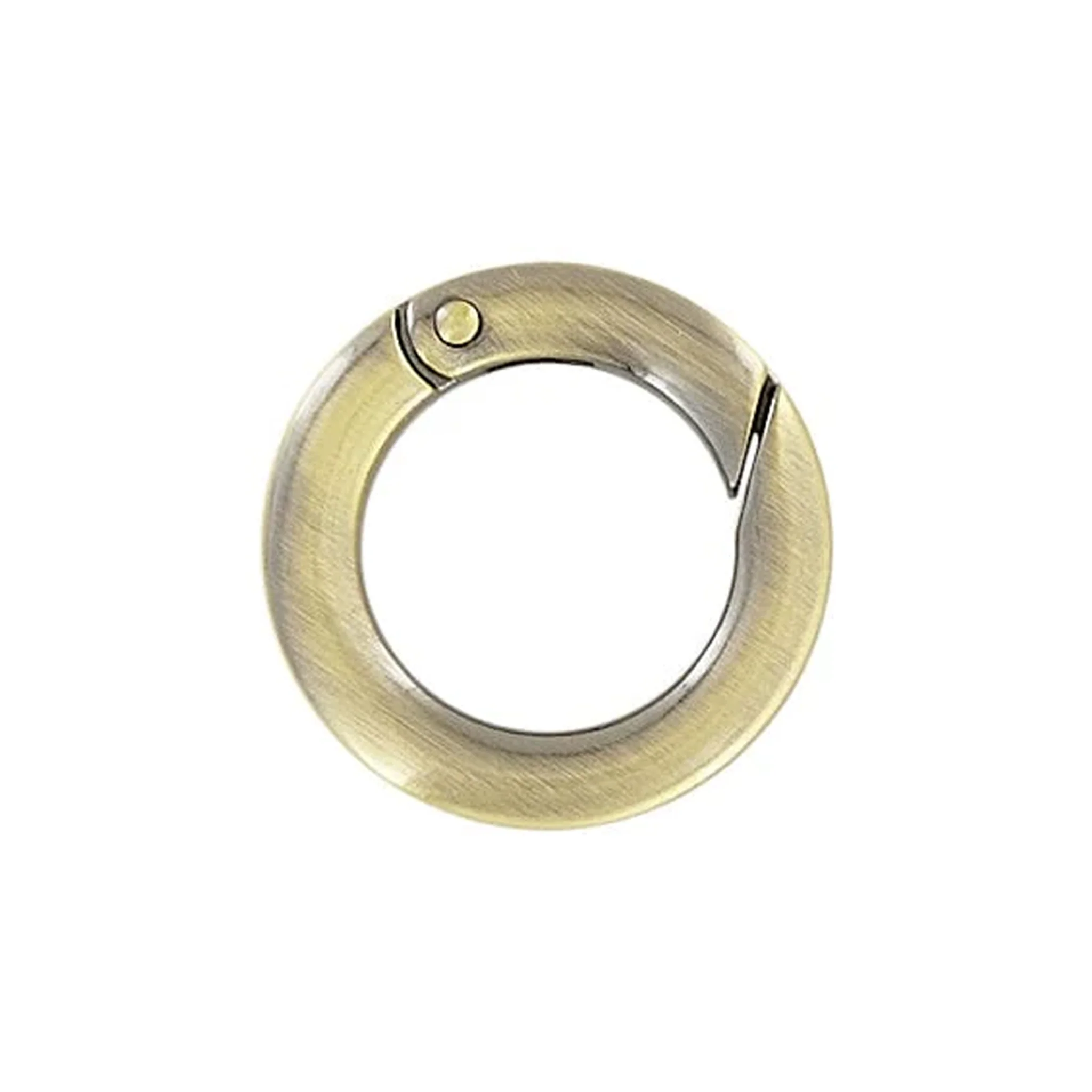 3/4" Antique Brass, Spring Gate Flat Round Ring, Zinc Alloy, #P-2733-ANTB