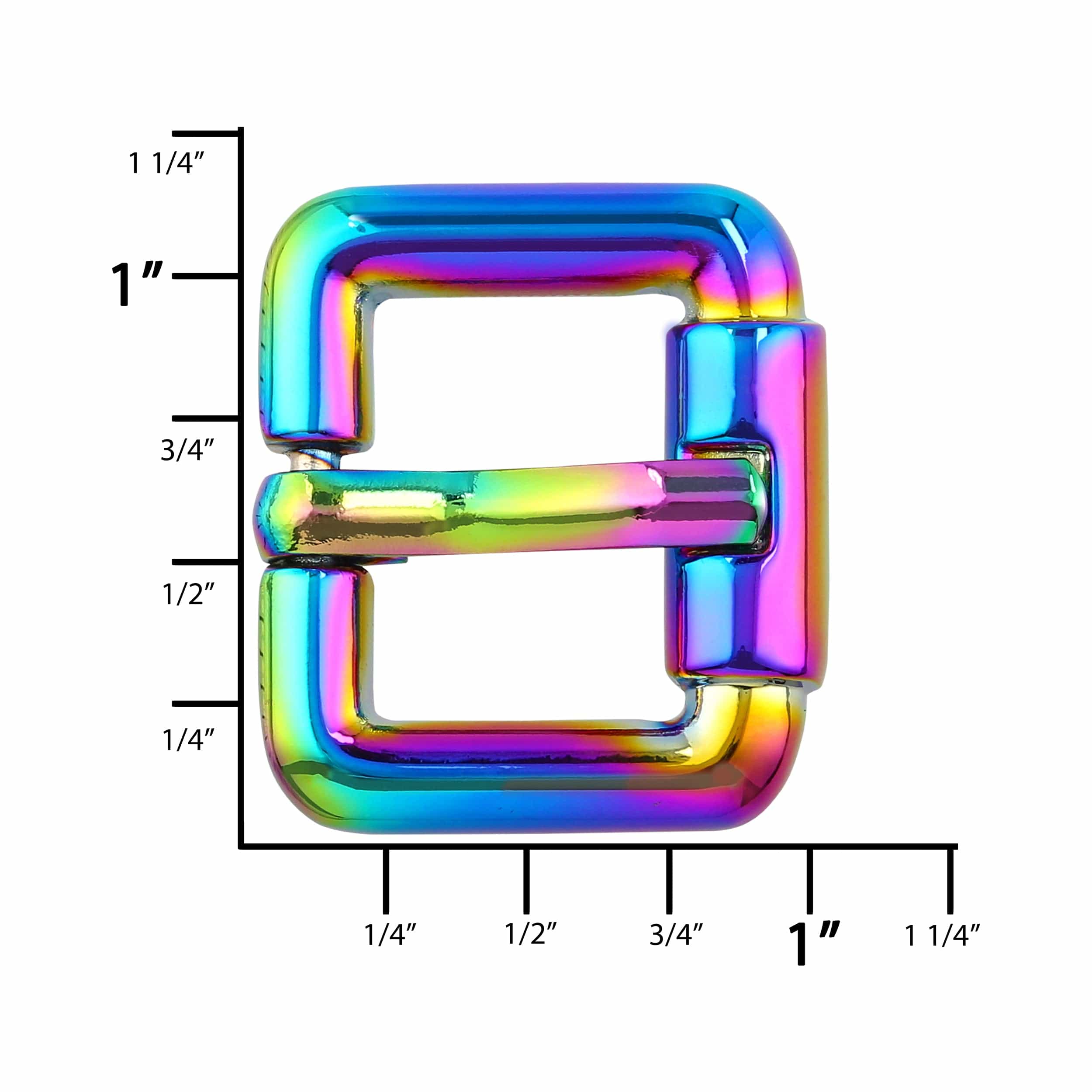 3/4" Rainbow, Imitation Roller Heel Bar Buckle, Zinc Alloy-PK5, #C-51-3-4-IR