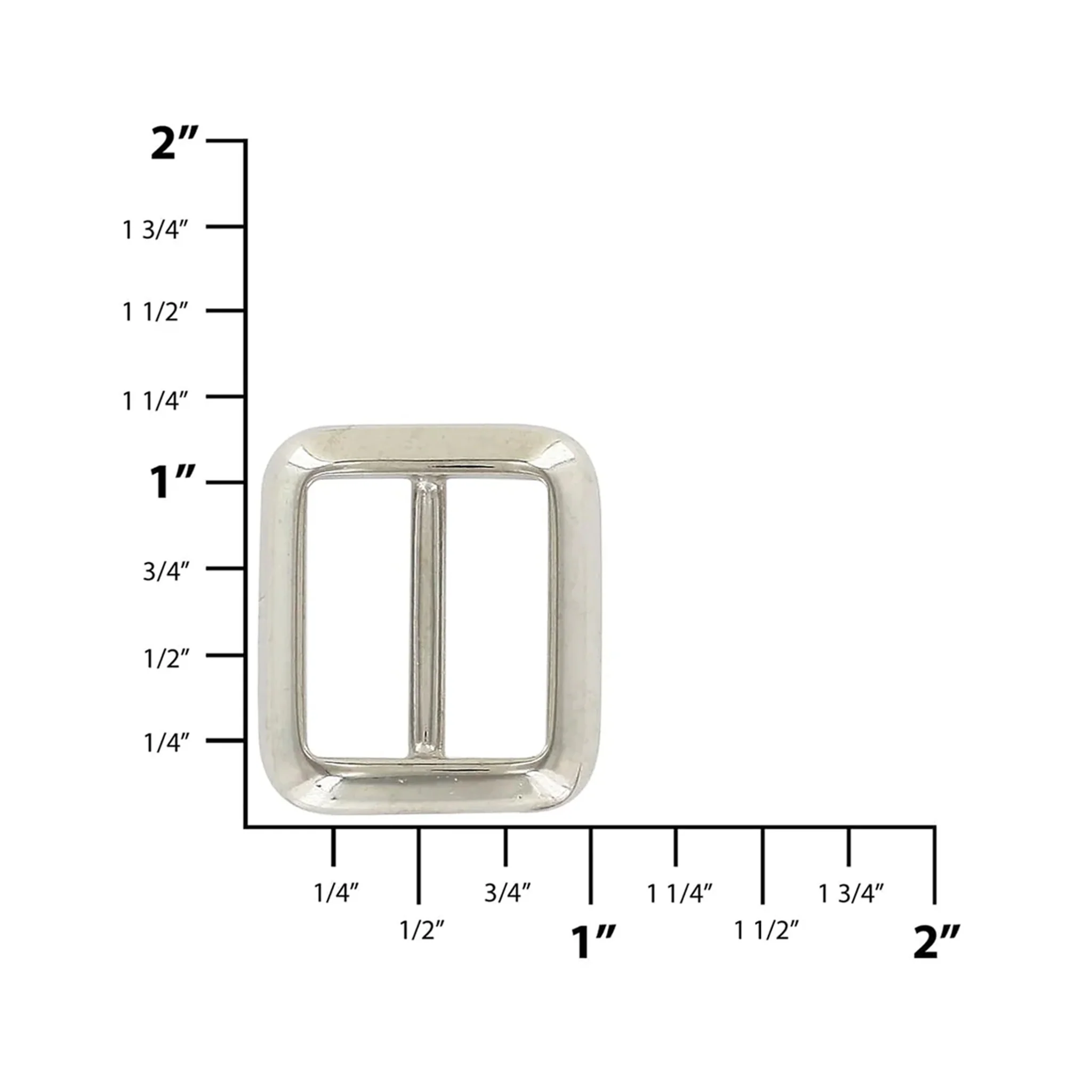 3/4" Shiny Nickel, Cast Concave Tri Glide Buckle, Zinc Alloy, #P-2834
