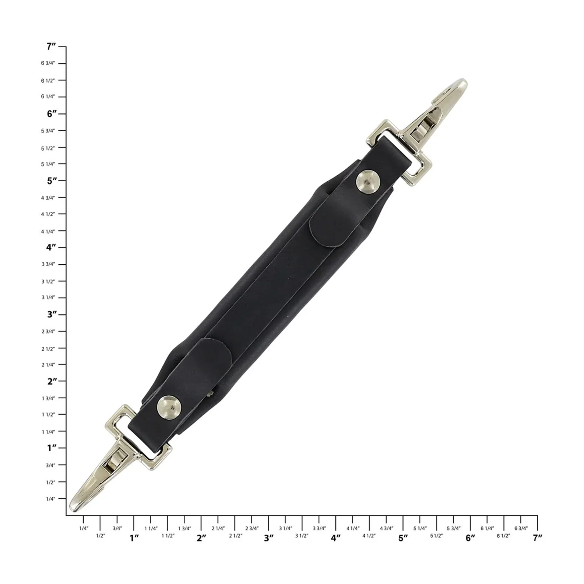 5 1/4" Black, Emergency Handle with Nickel Hardware, Leather, #67N-BLK