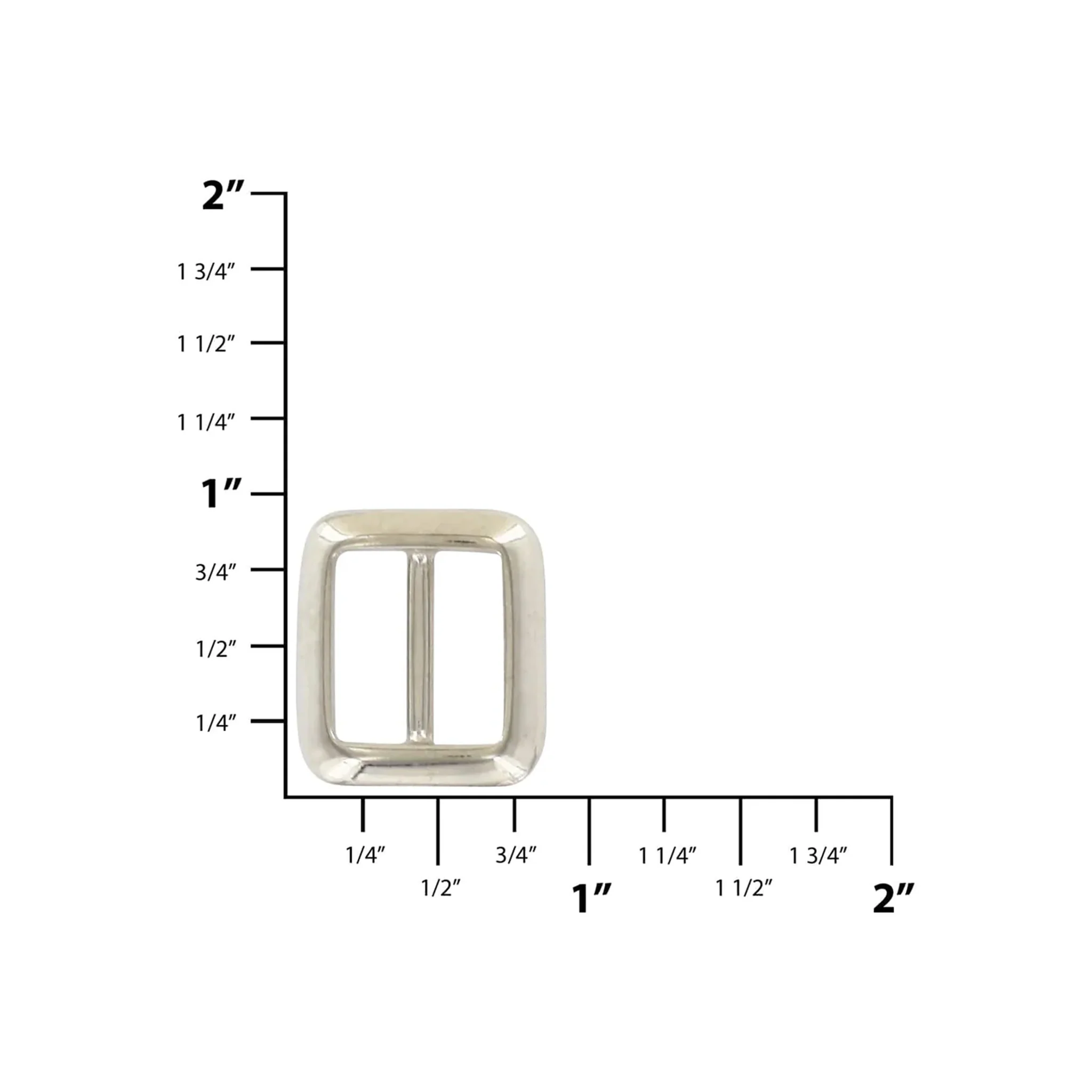 5/8" Shiny Nickel, Cast Concave Tri Glide Buckle, Zinc Alloy, #P-2835