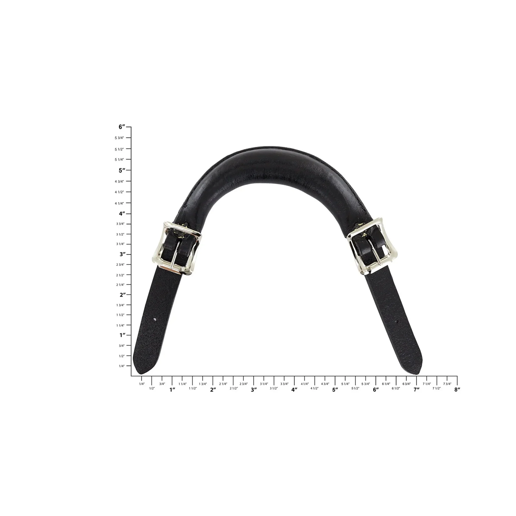 6" Black, Emergency Handle with Nickel Hardware, Leather, #L-3703-BLK