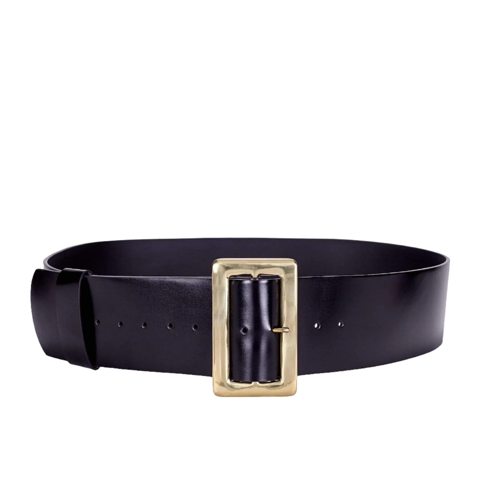 67" Black, Santa Belt with 3-1/2" Polished Solid Brass Buckle, Leather, #M-1692