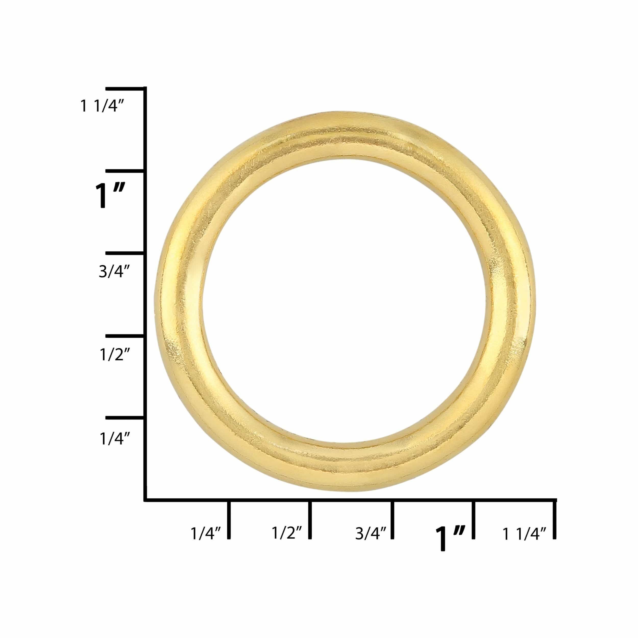 7/8" Shiny Brass, Solid Round Ring, Solid Brass, #P-3049