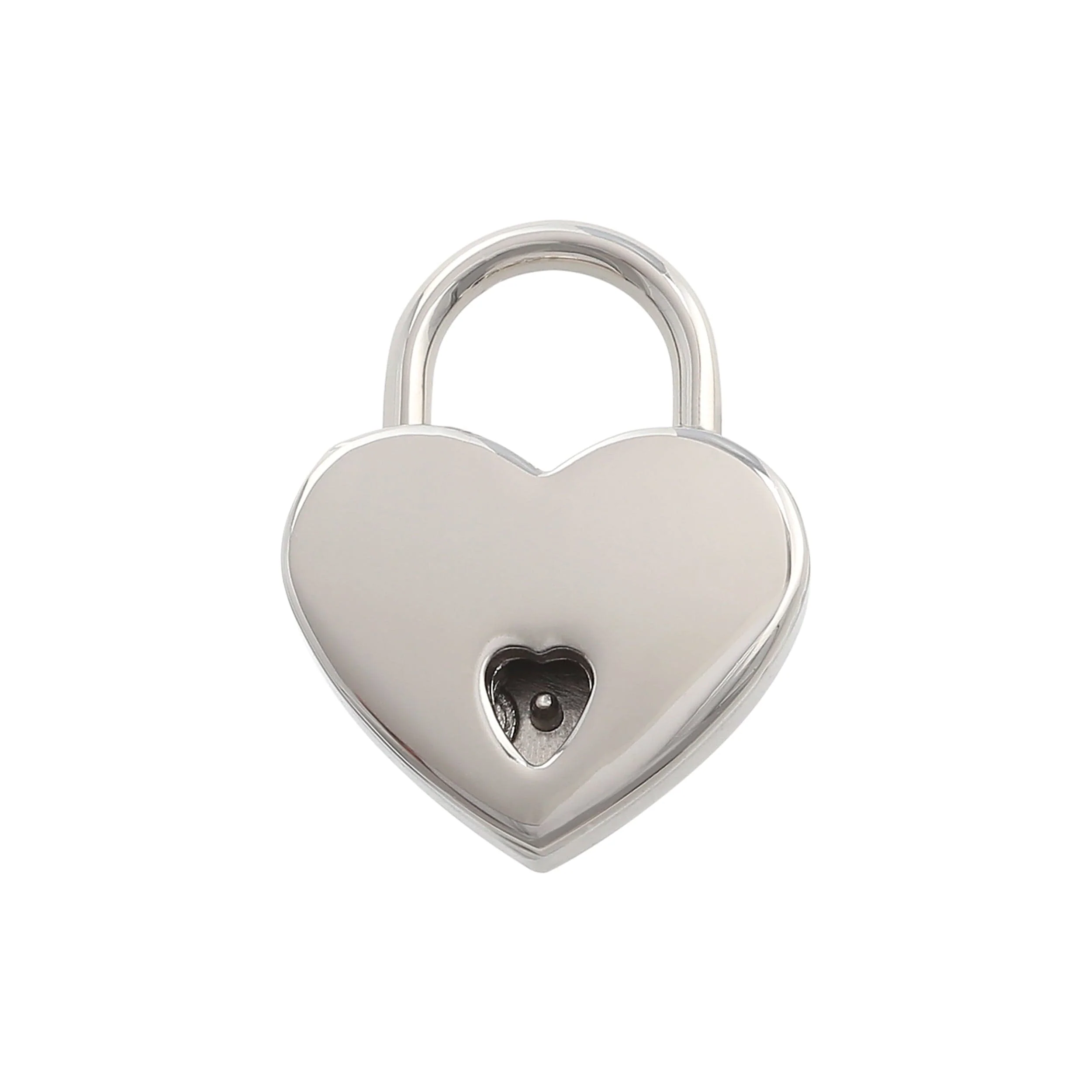 7/8" Shiny Nickel, Small Heart Padlock, Zinc Alloy-PK4, #L-3577-NIC