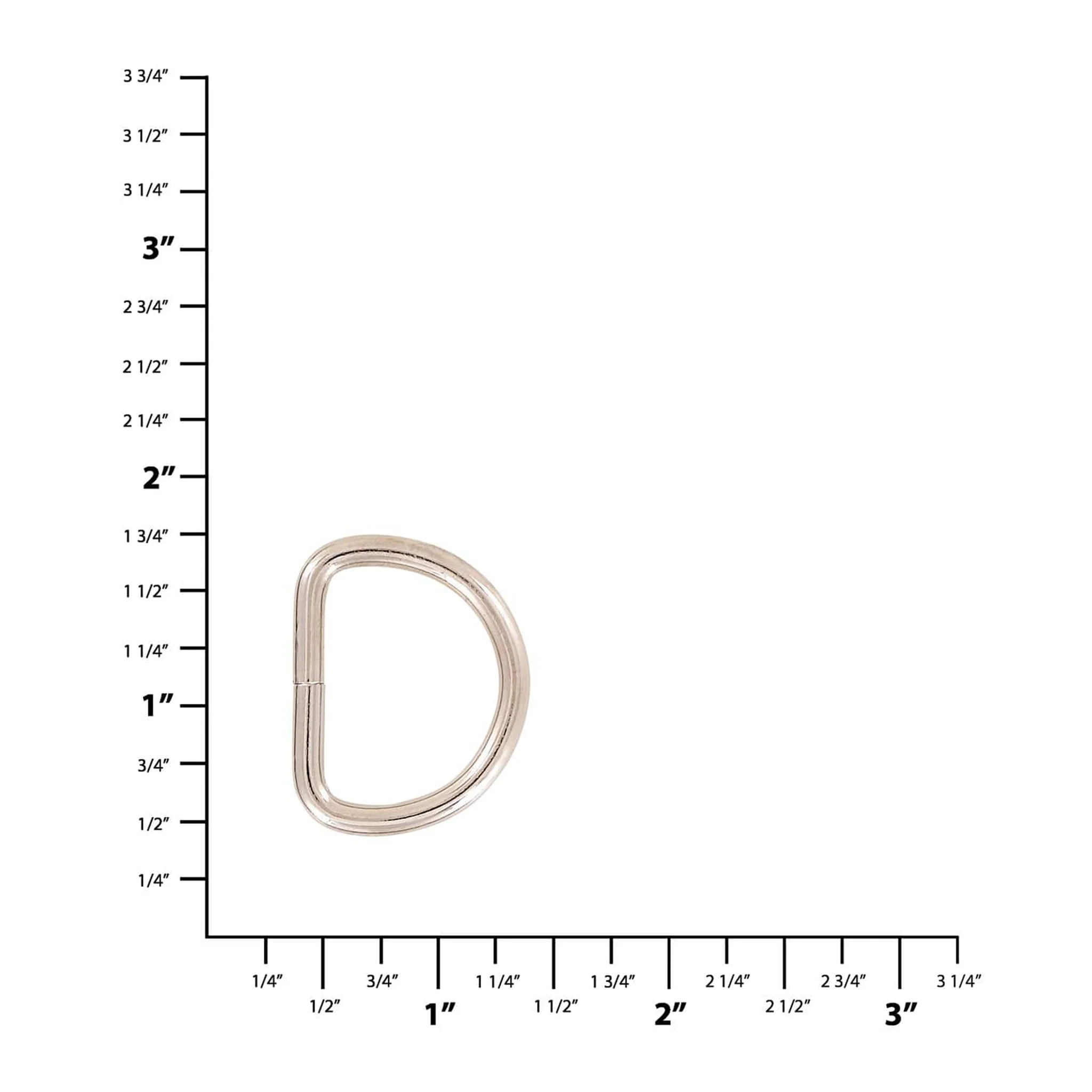 7/8" Shiny Nickel, Split D Ring Heavy, Steel, #D-108-NP
