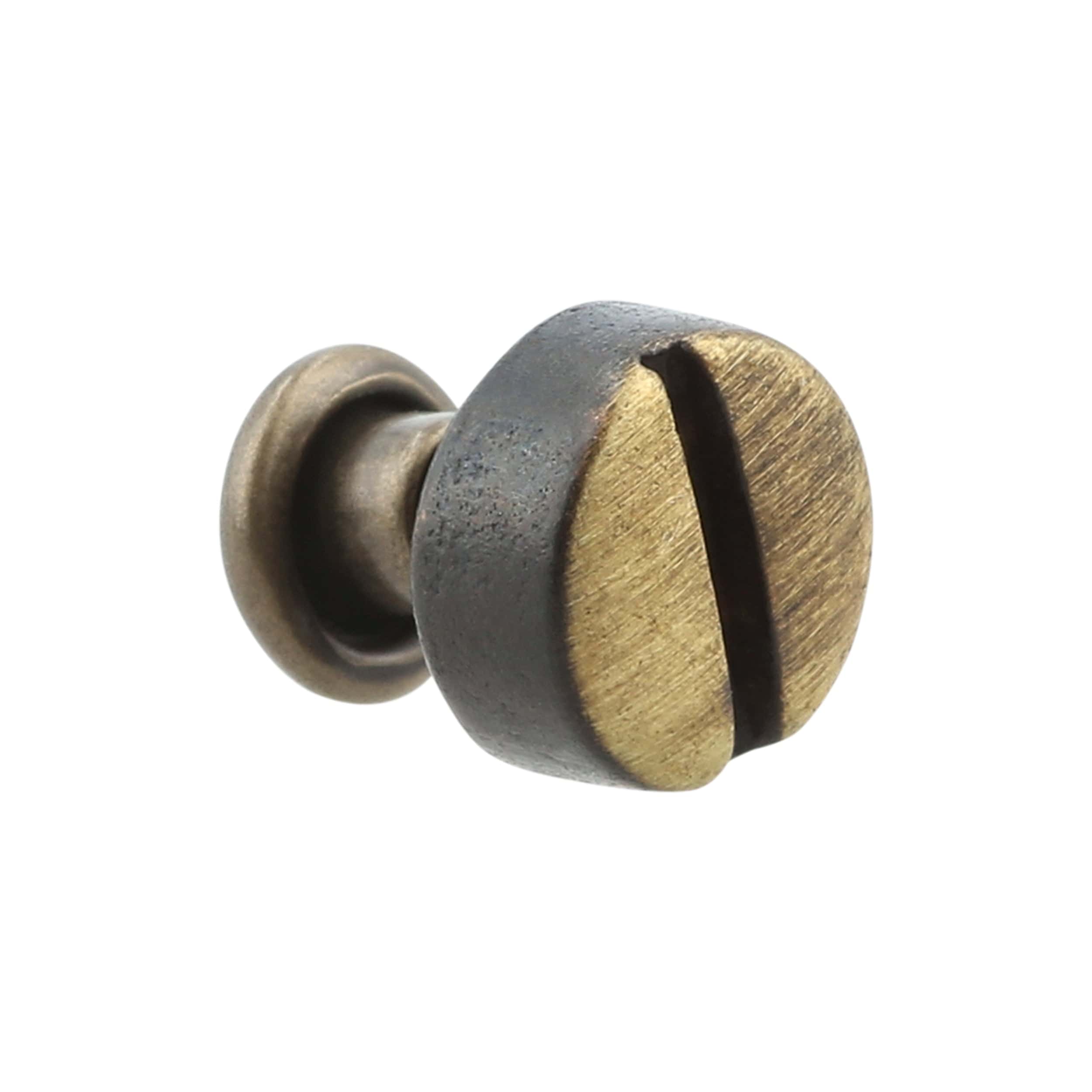 7mm Antique Brass, Flat Screw Top Rivet Stud, Steel - PK5, #P-2850-ANTB