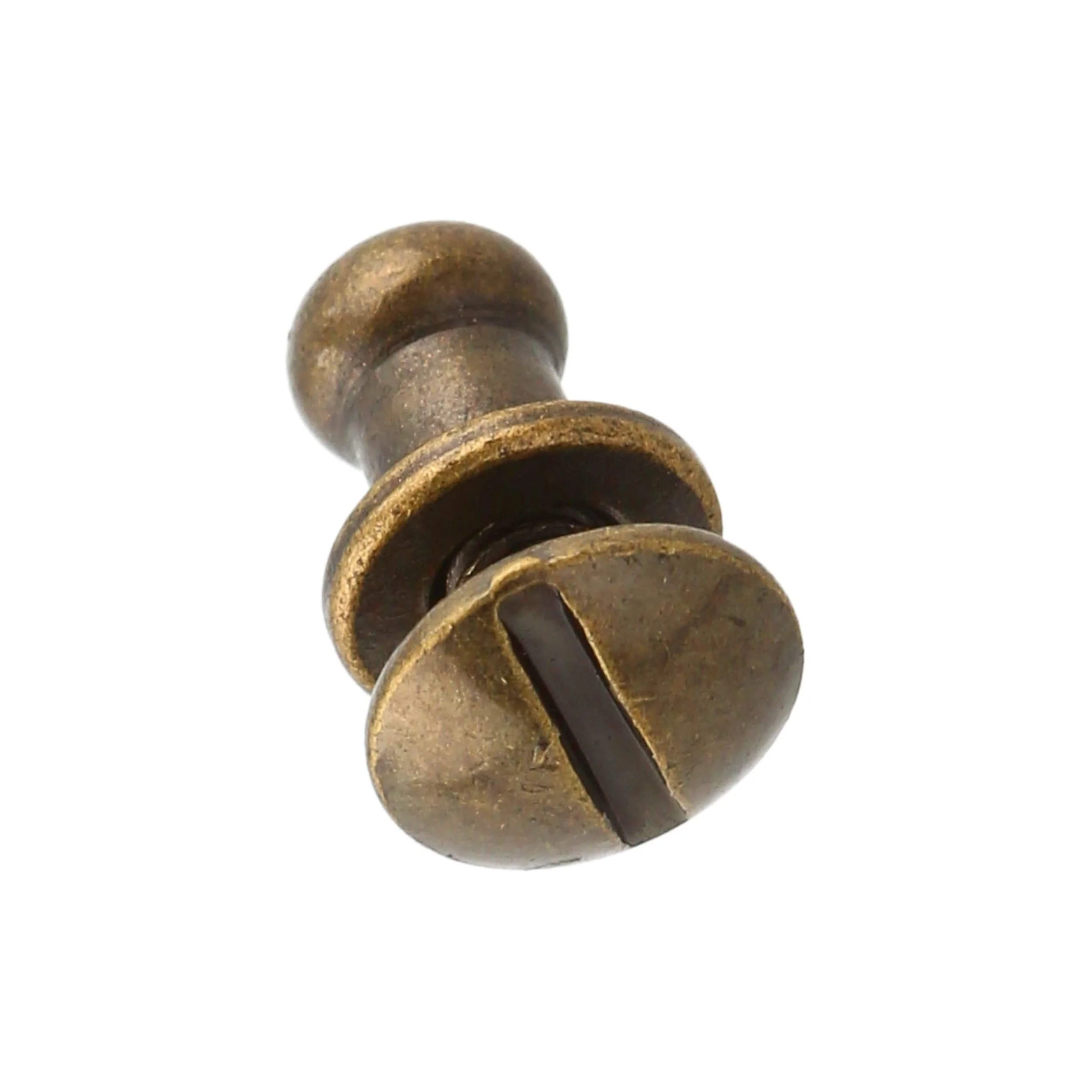 7mm, Antique Brass, Small Collar Button Stud with Screw, Solid Brass - PK5, #P-2712-ANTB