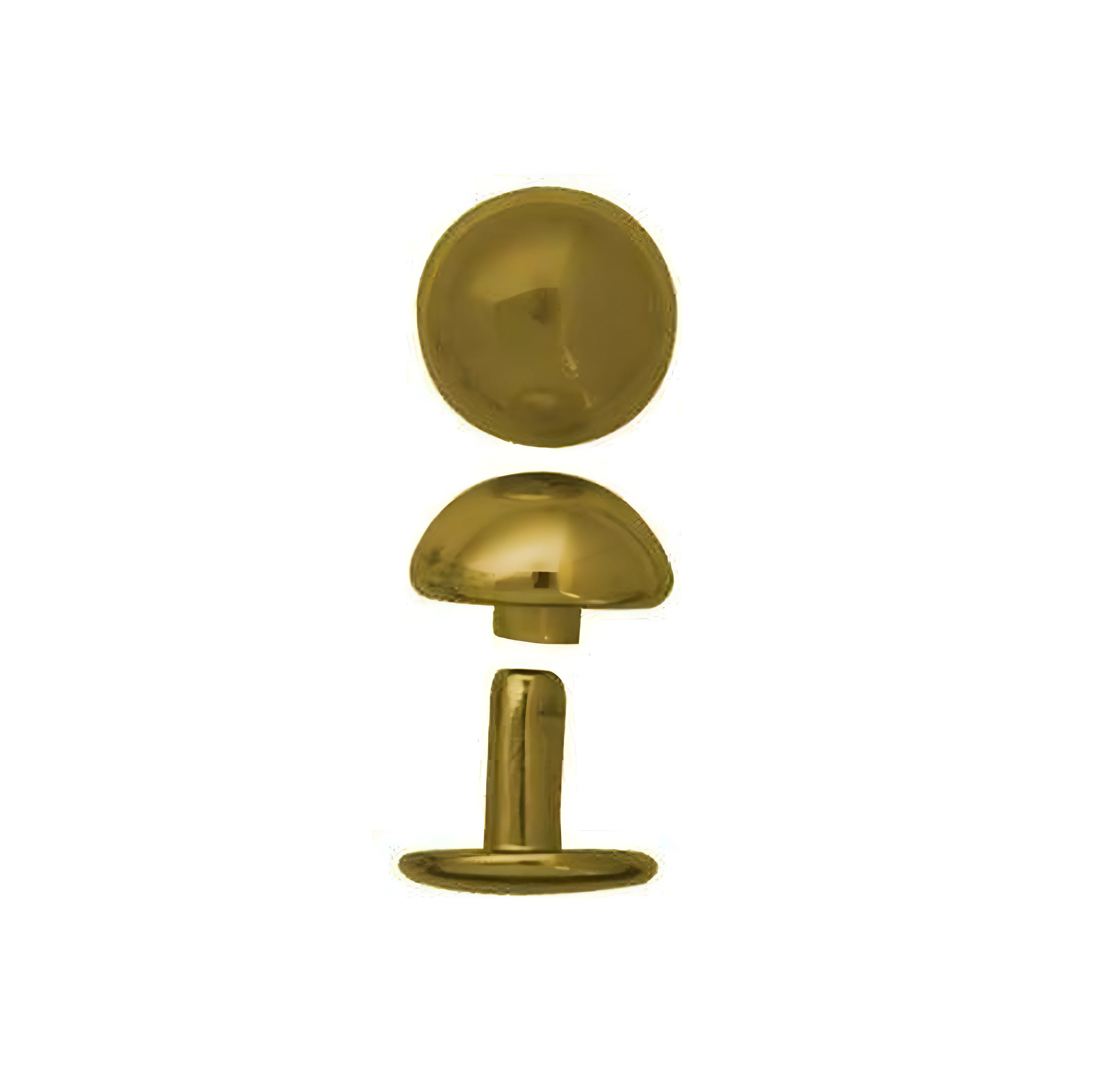 9mm Gold, Double Cap Domed Rivet, Steel - 12pk, #A-409-GP